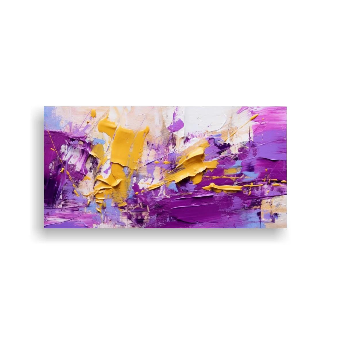 Cuadro abstracción morado y amarillo con relieve de pintura