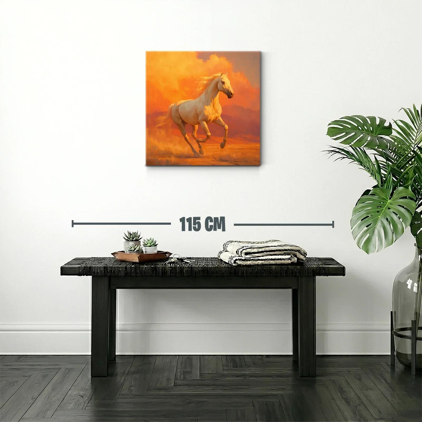 Cuadro caballo galopante en tonalidades vibrantes — miniatura 2