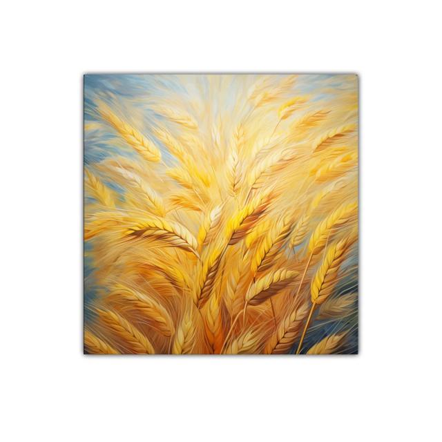 Cuadro decorativo con espigas doradas y tonos cálidos