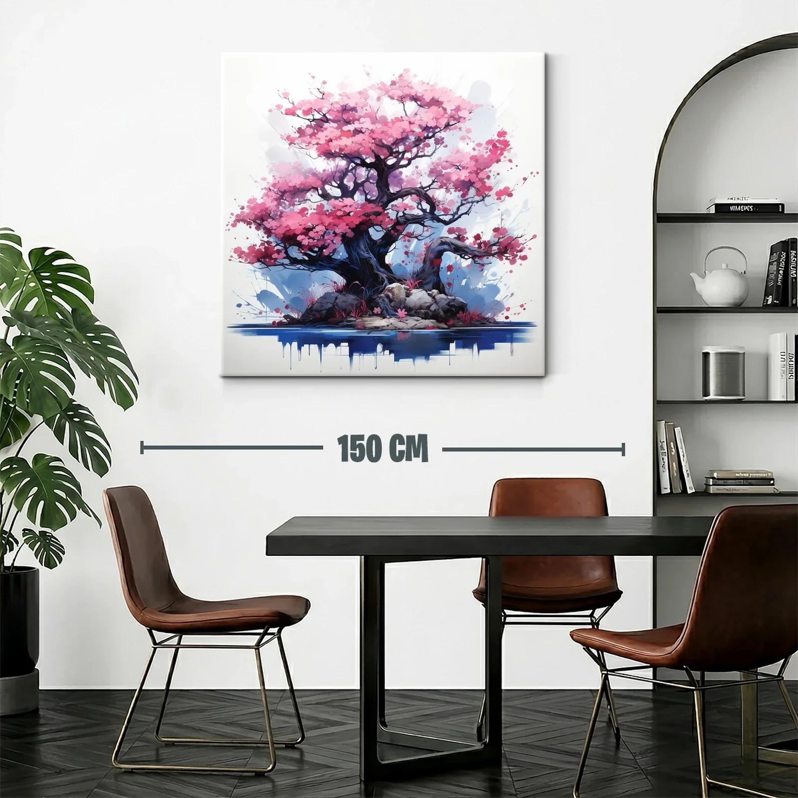 Árbol con flores rosas en paisaje delicado y armonioso — miniatura 2