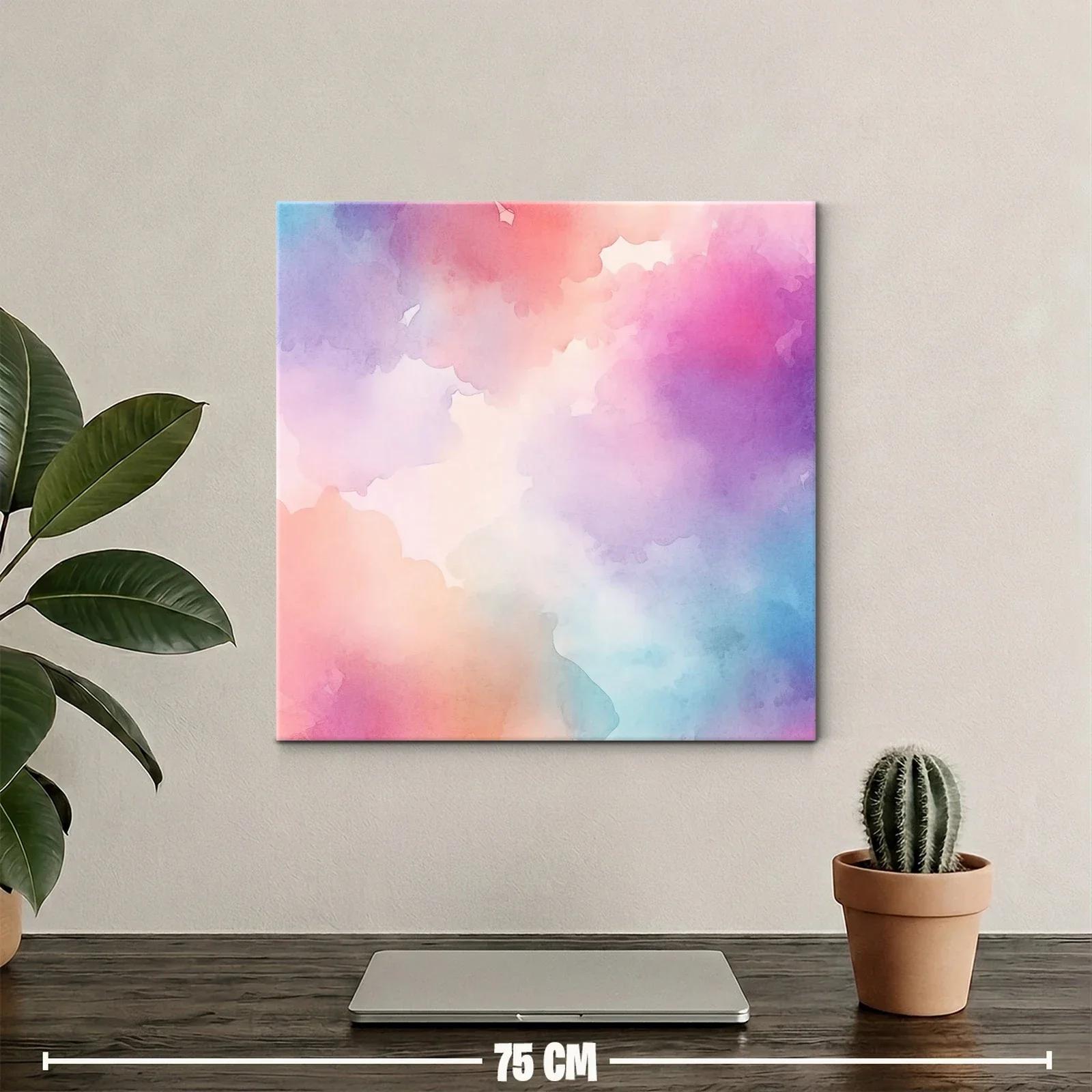 Cuadro abstracto con tonos pastel y efecto acuarela — miniatura 2