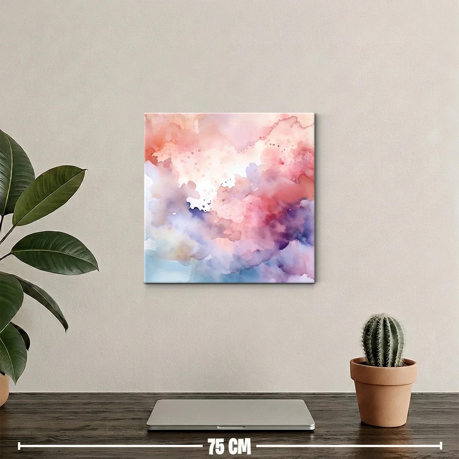 Cuadro abstracto en tonos suaves rosas y lilas — miniatura 2