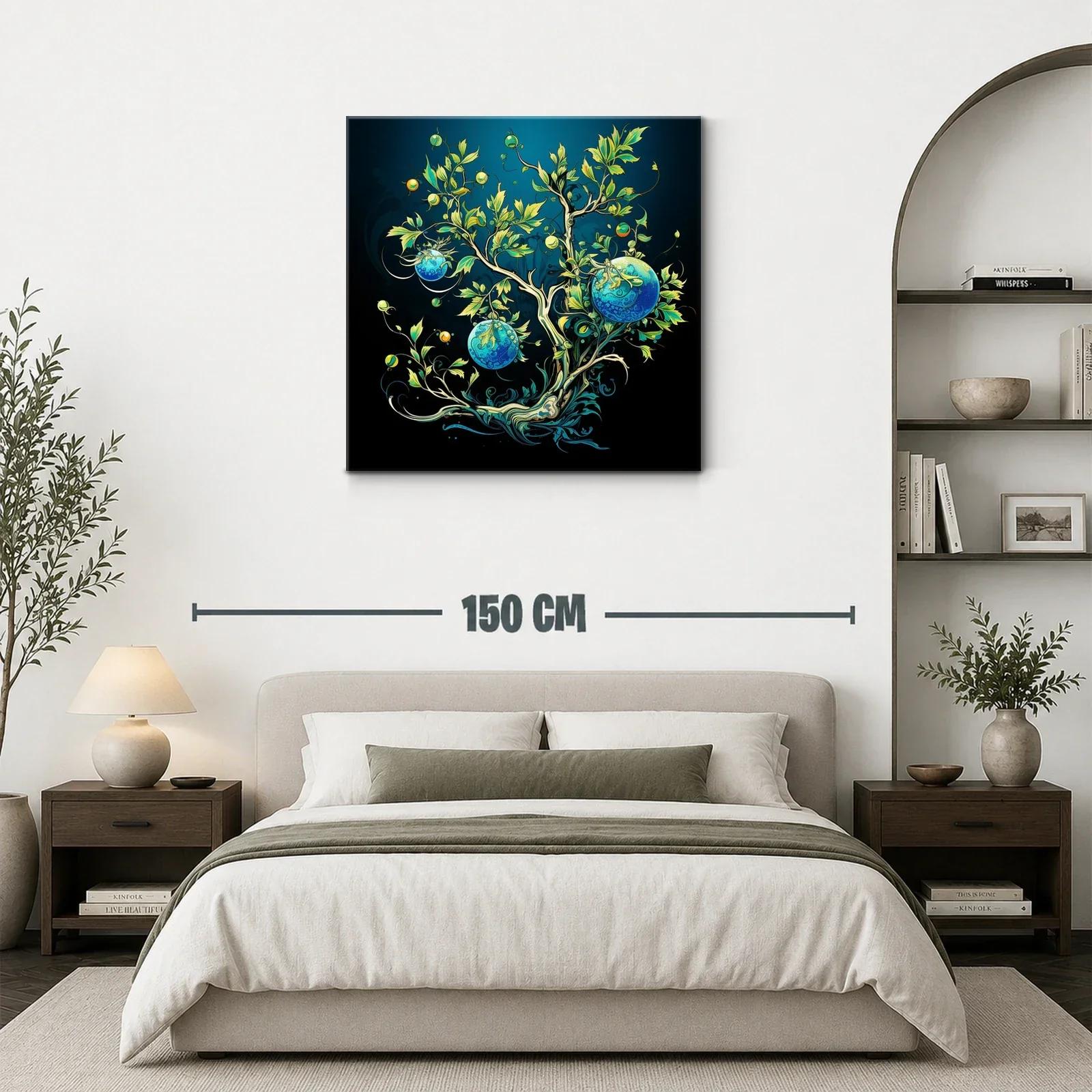 Árbol imaginario con esferas azules y tonos verdes vibrantes — miniatura 3