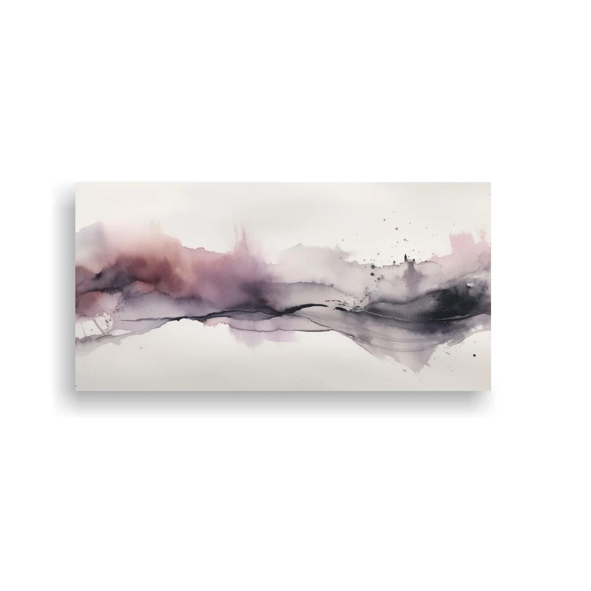 Cuadro paisaje abstracto con franja nebulosa malva