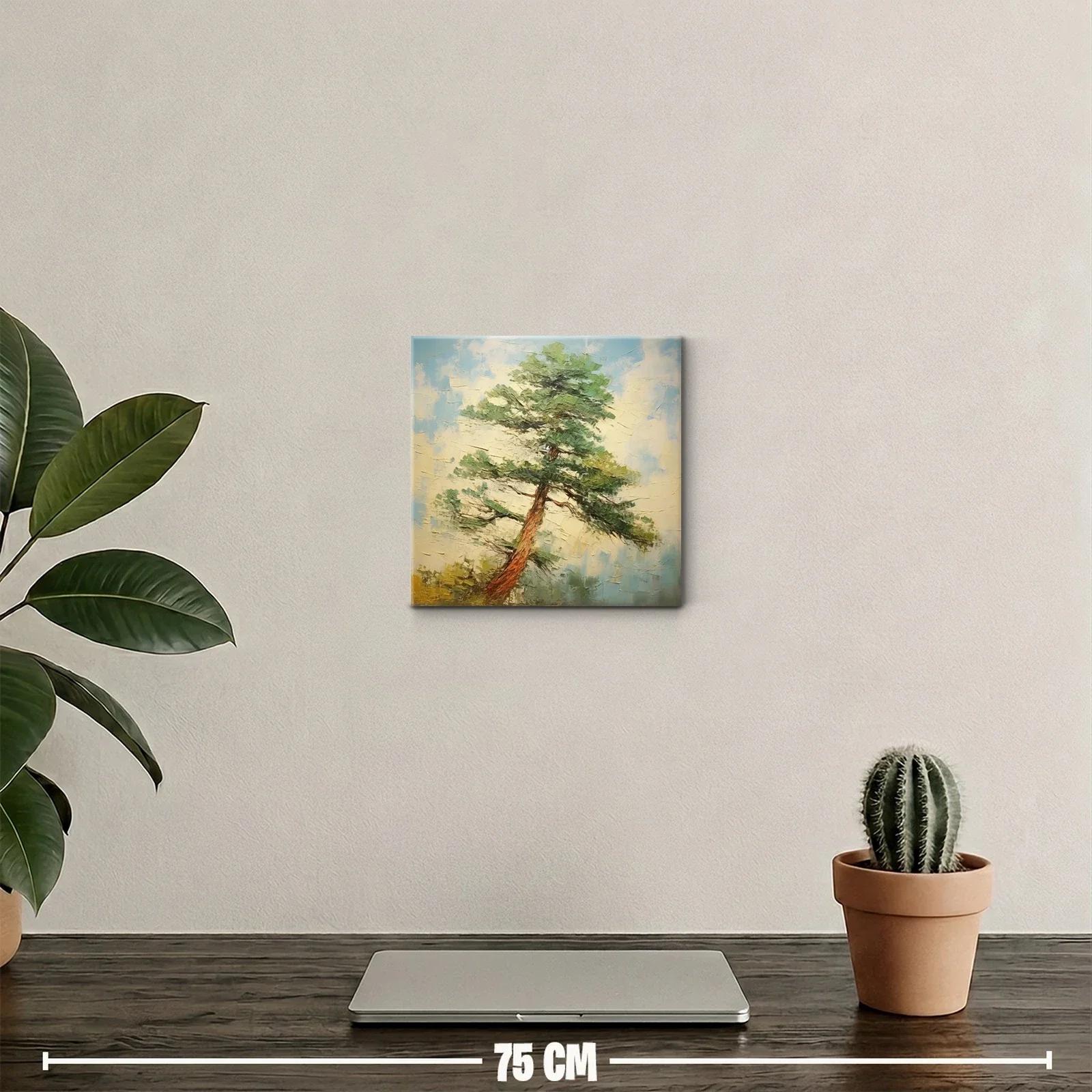 Cuadro de árbol solitario con cielo azul y tonos naturales — miniatura 2