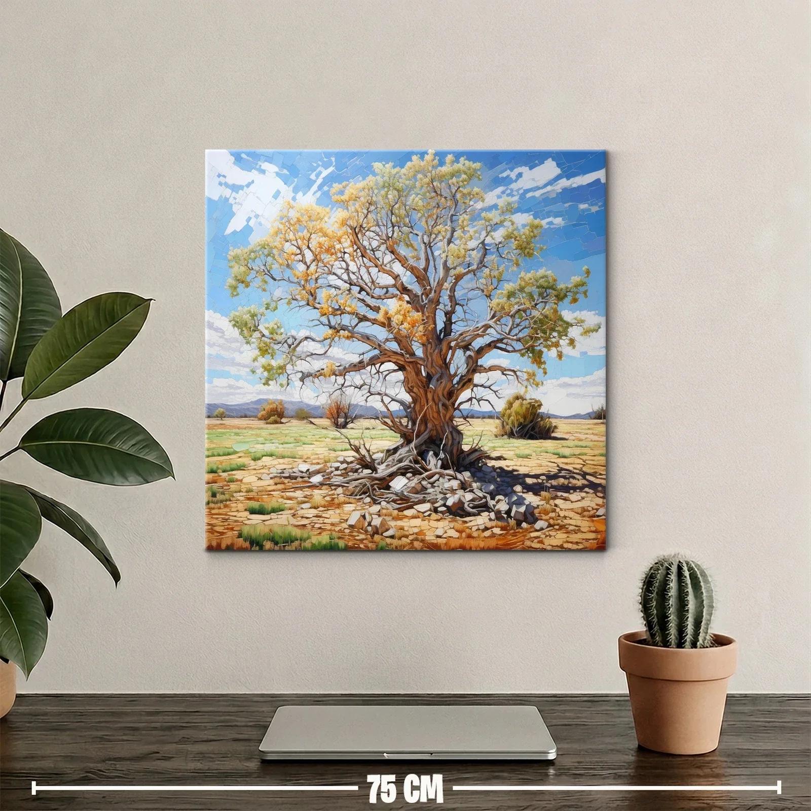 Árbol con hojas doradas en paisaje soleado — miniatura 2
