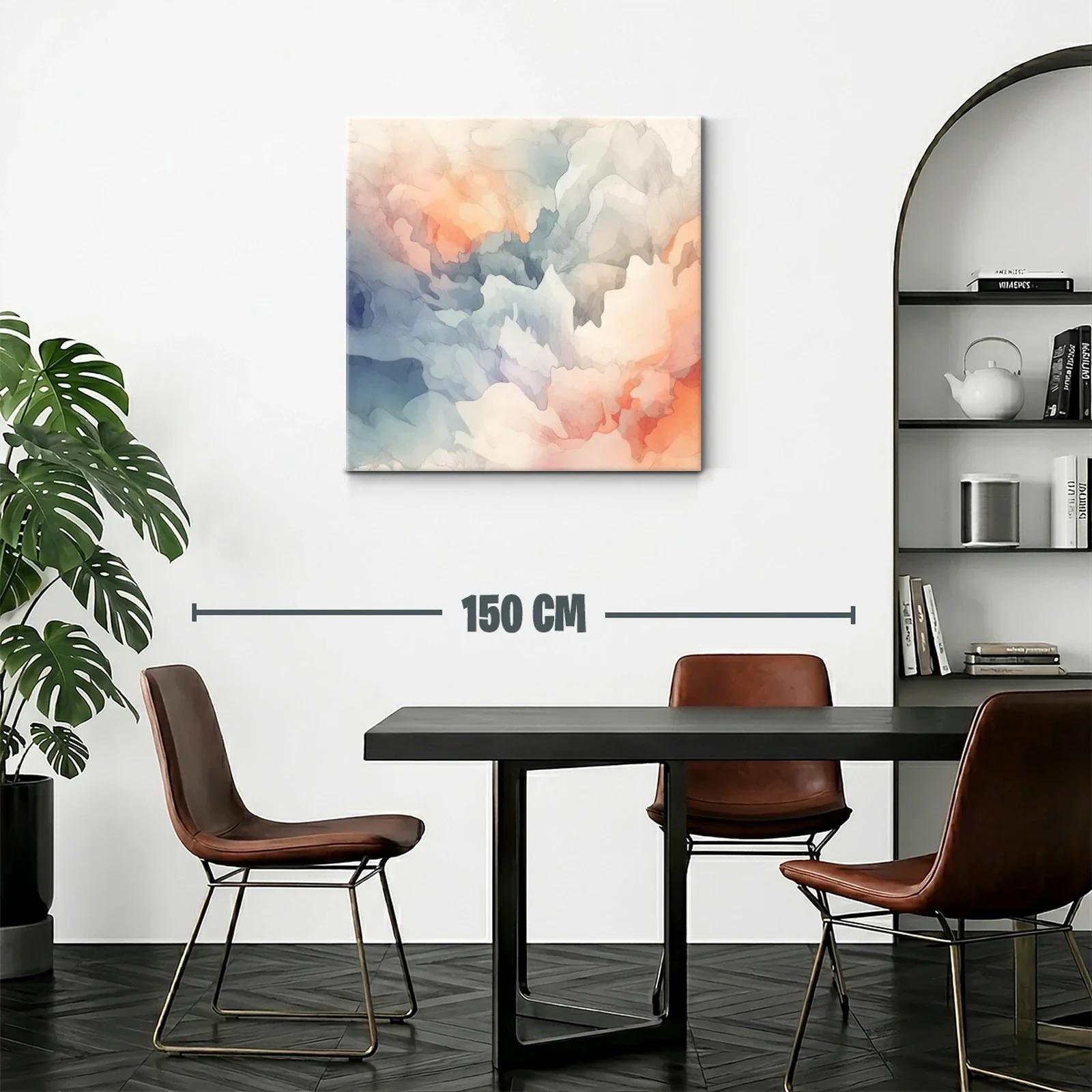 Cuadro abstracto con tonos cálidos y fríos armoniosos — miniatura 2