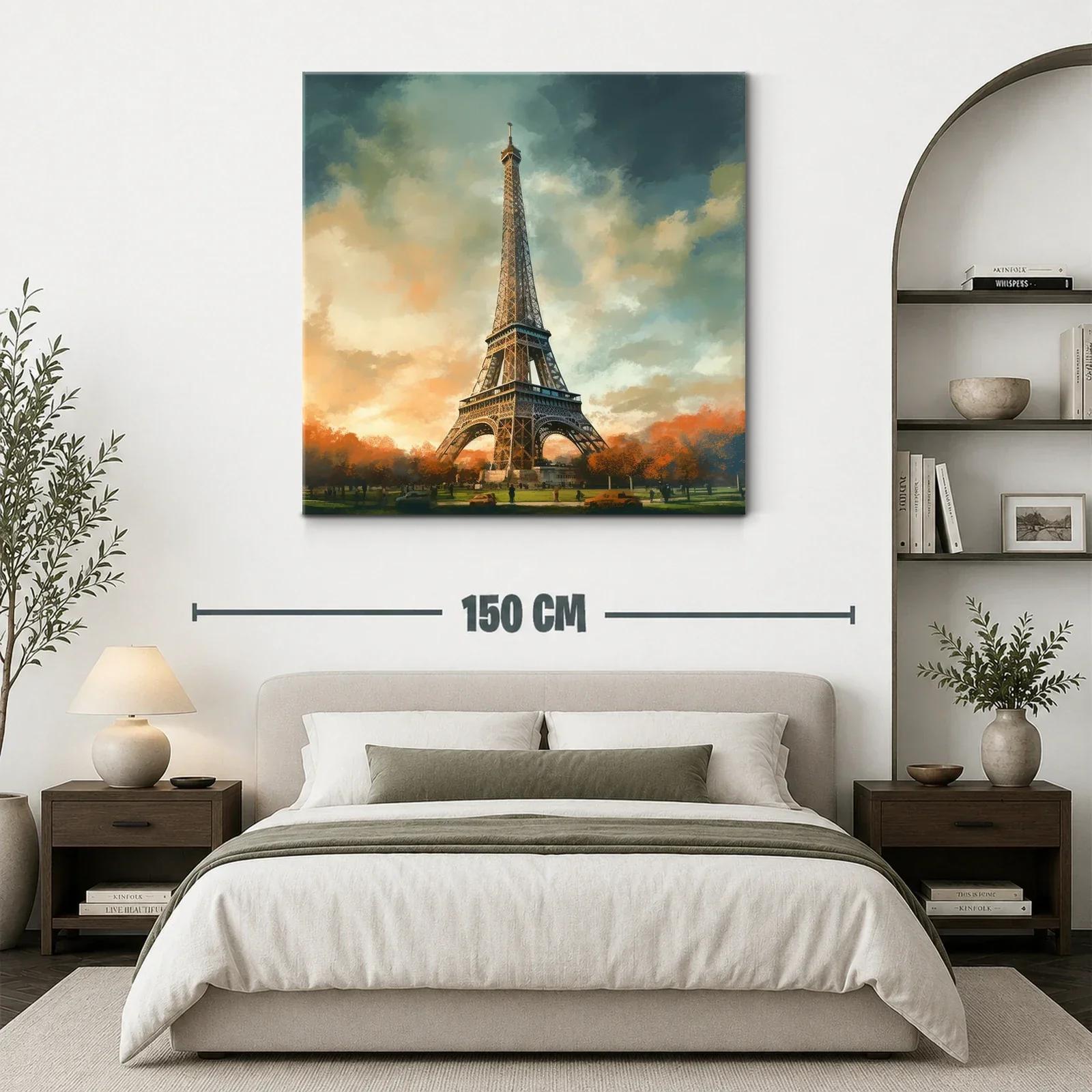 Torre Eiffel al atardecer con cielo dramático — miniatura 3