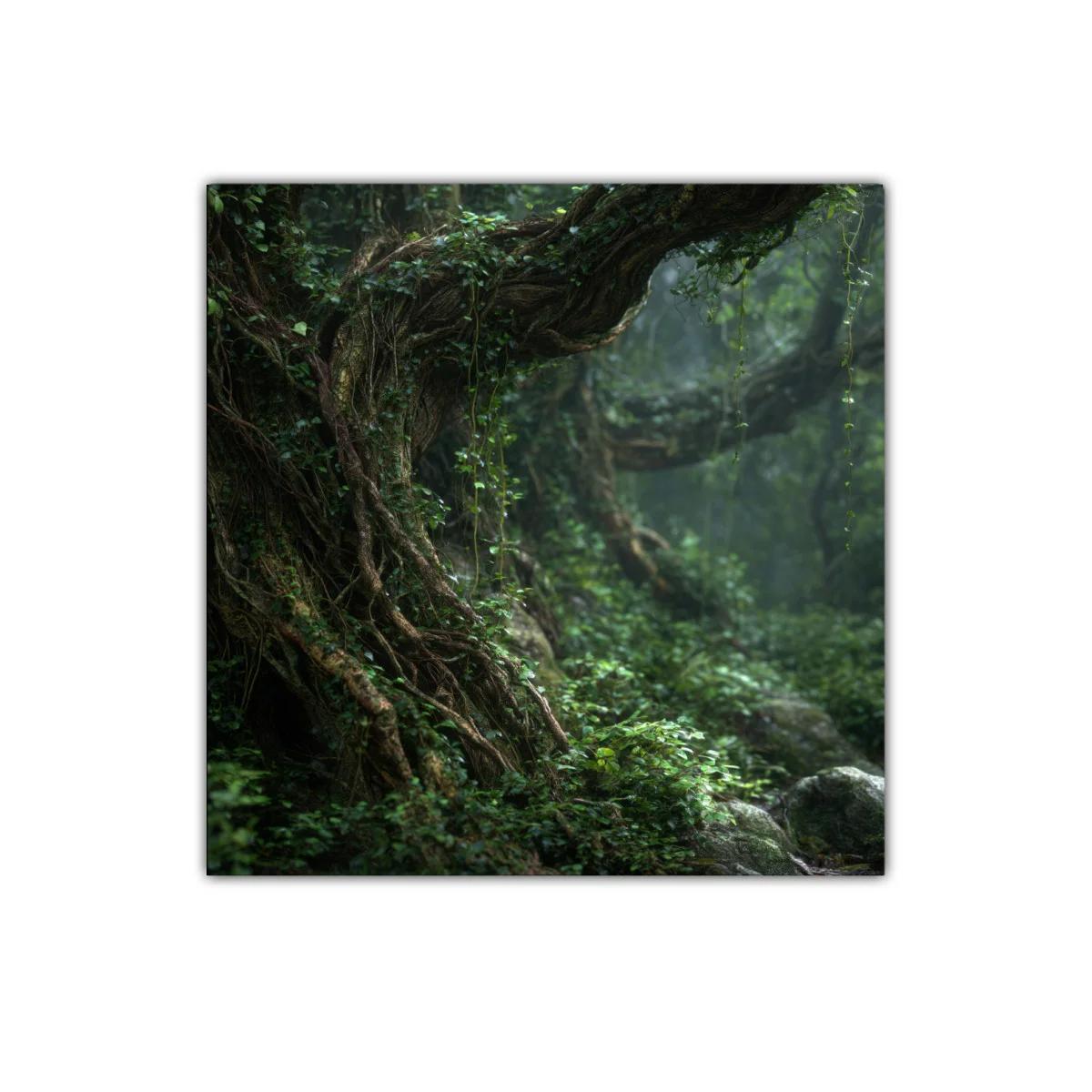 Bosque antiguo con raíces entrelazadas y follaje verde — imagen principal