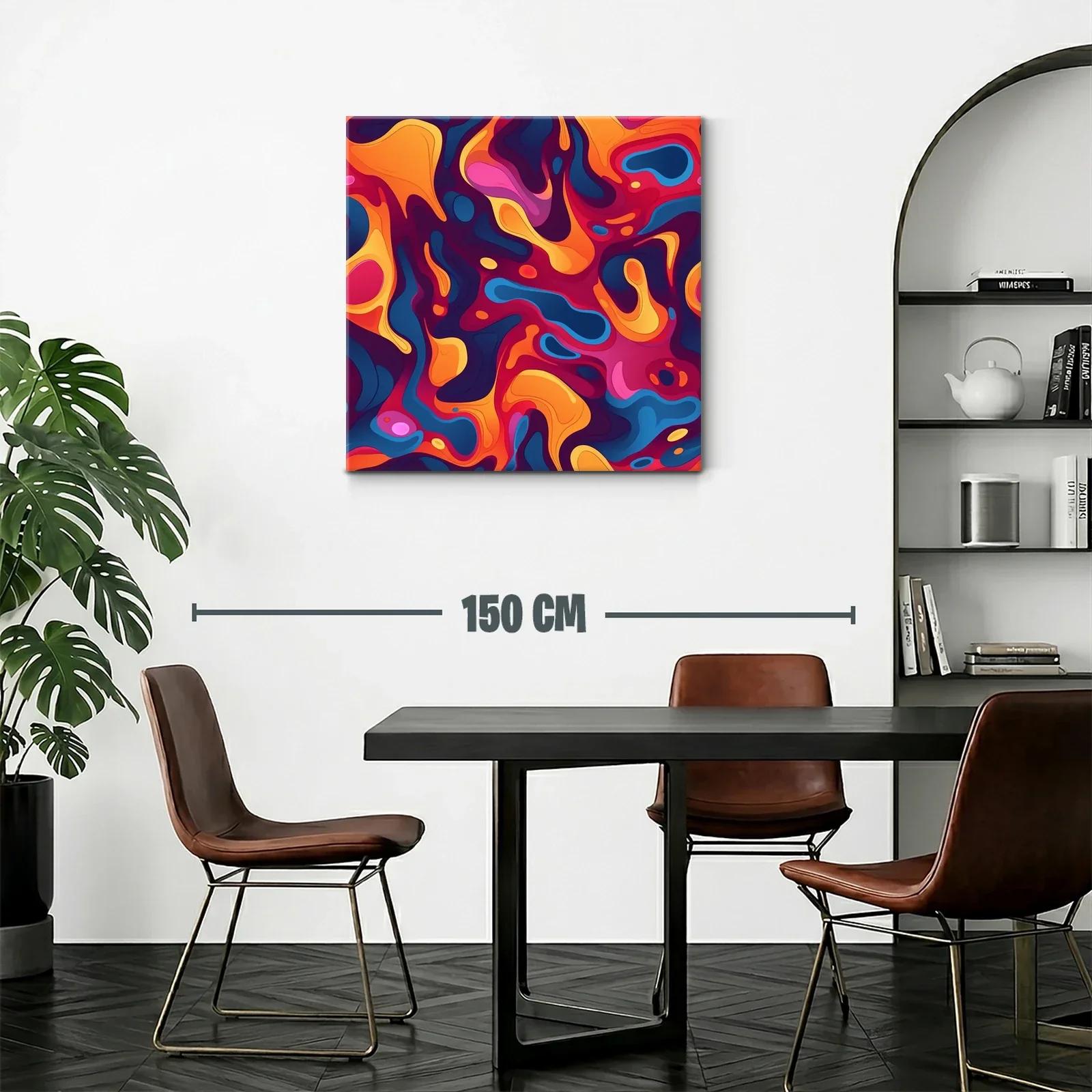 Cuadro abstracto con formas fluidas en tonos cálidos y fríos — miniatura 2