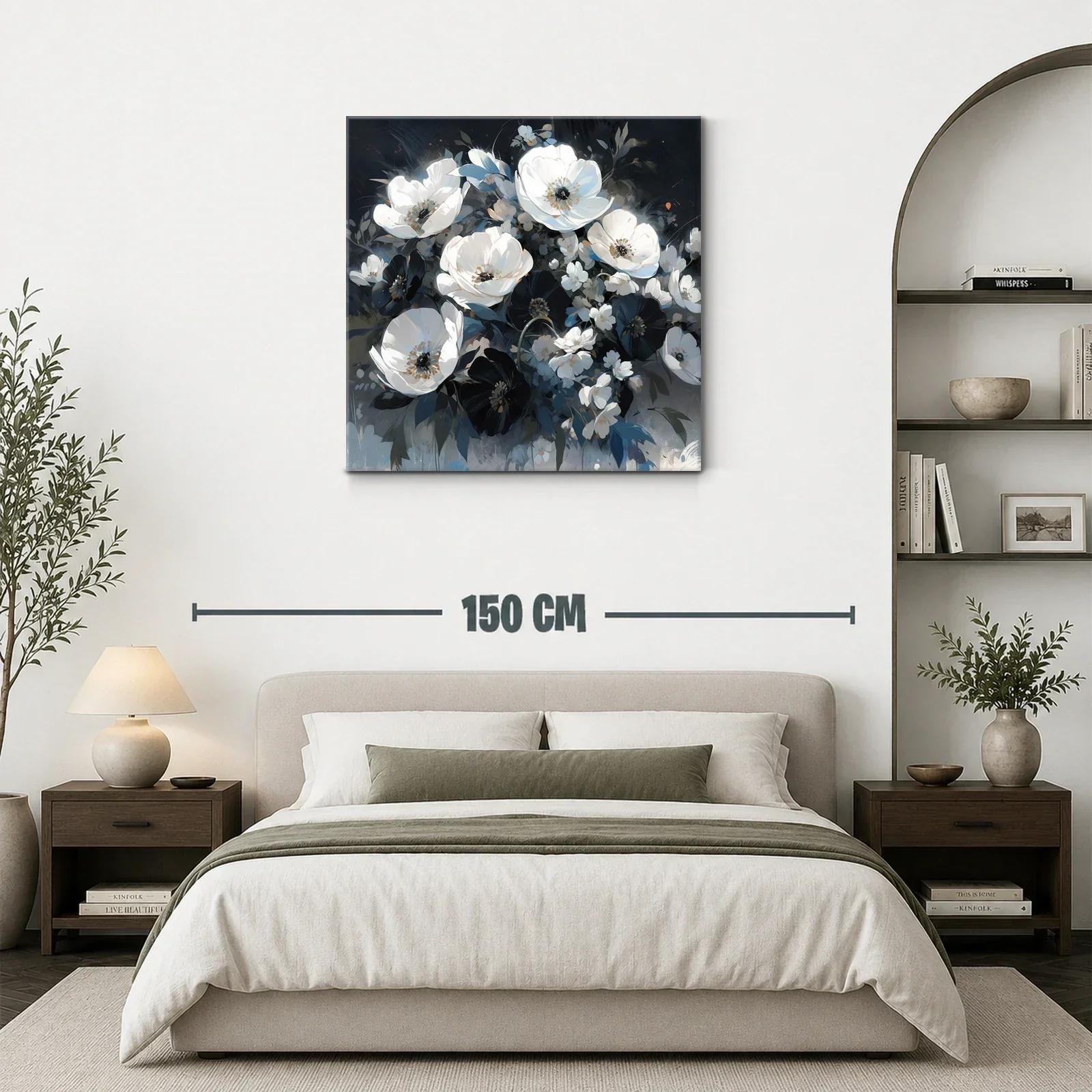 Ramo de flores blancas y negras con estilo romántico — miniatura 3