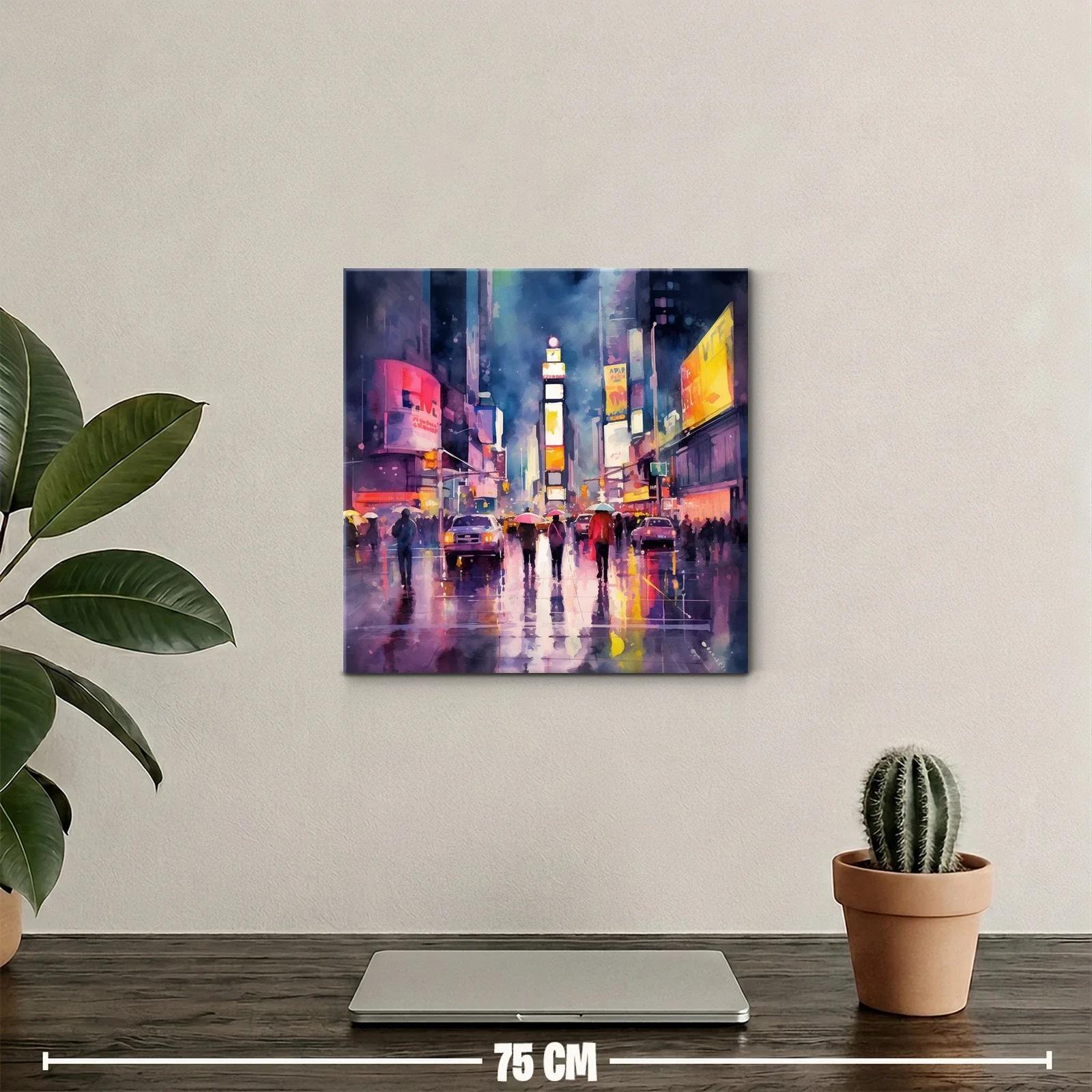 Atardecer lluvioso en ciudad moderna con luces vibrantes — miniatura 2