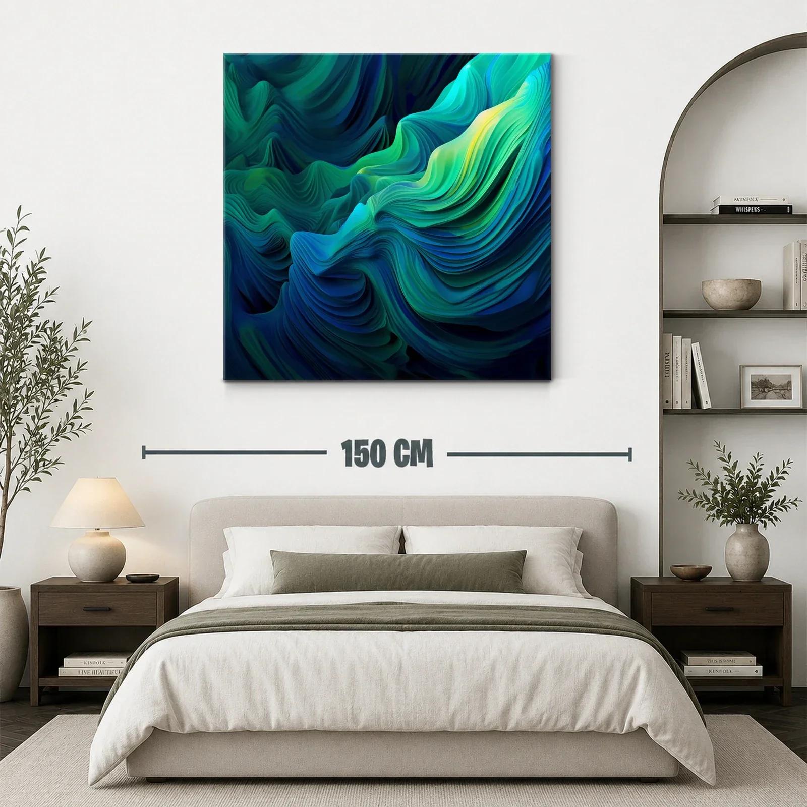 Cuadro Abstracto en Tonos Verdes y Azules Vibrantes — miniatura 3