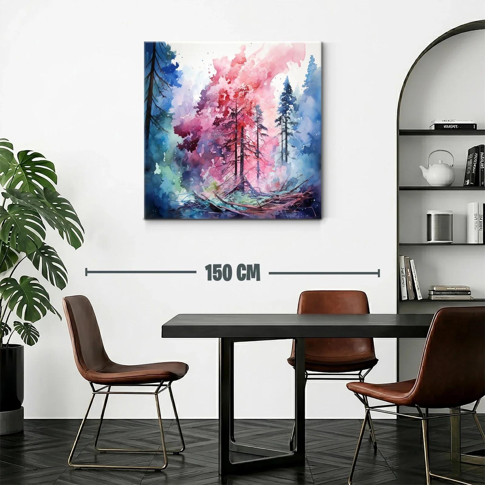 Paisaje abstracto con árboles en tonos vibrantes y contrastes — miniatura 2