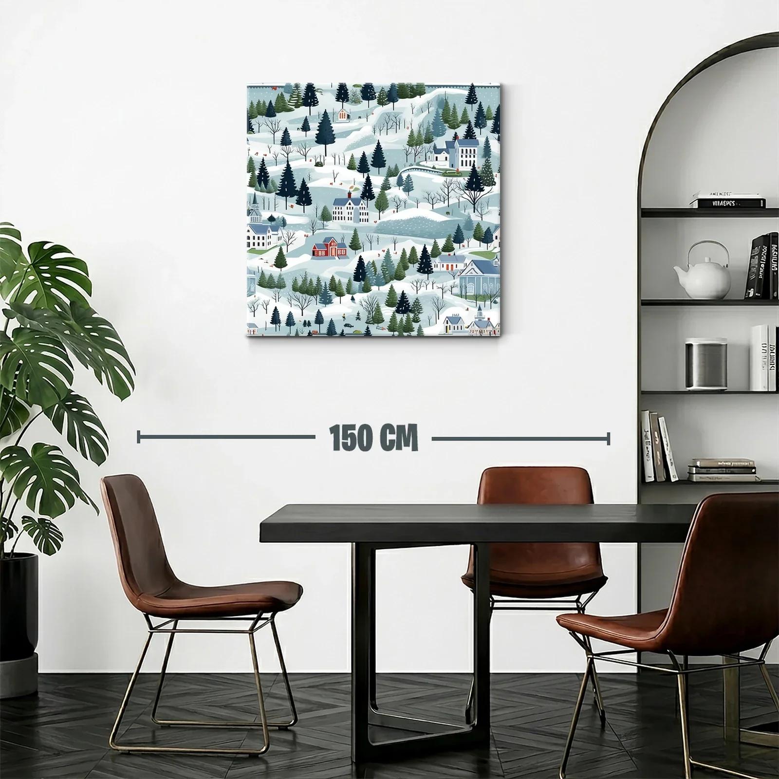 Paisaje de Invierno con Casas y Bosques Nevados — miniatura 2