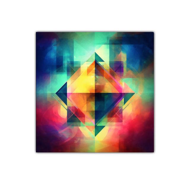 Arte geométrico vibrante con intensos colores contrastantes