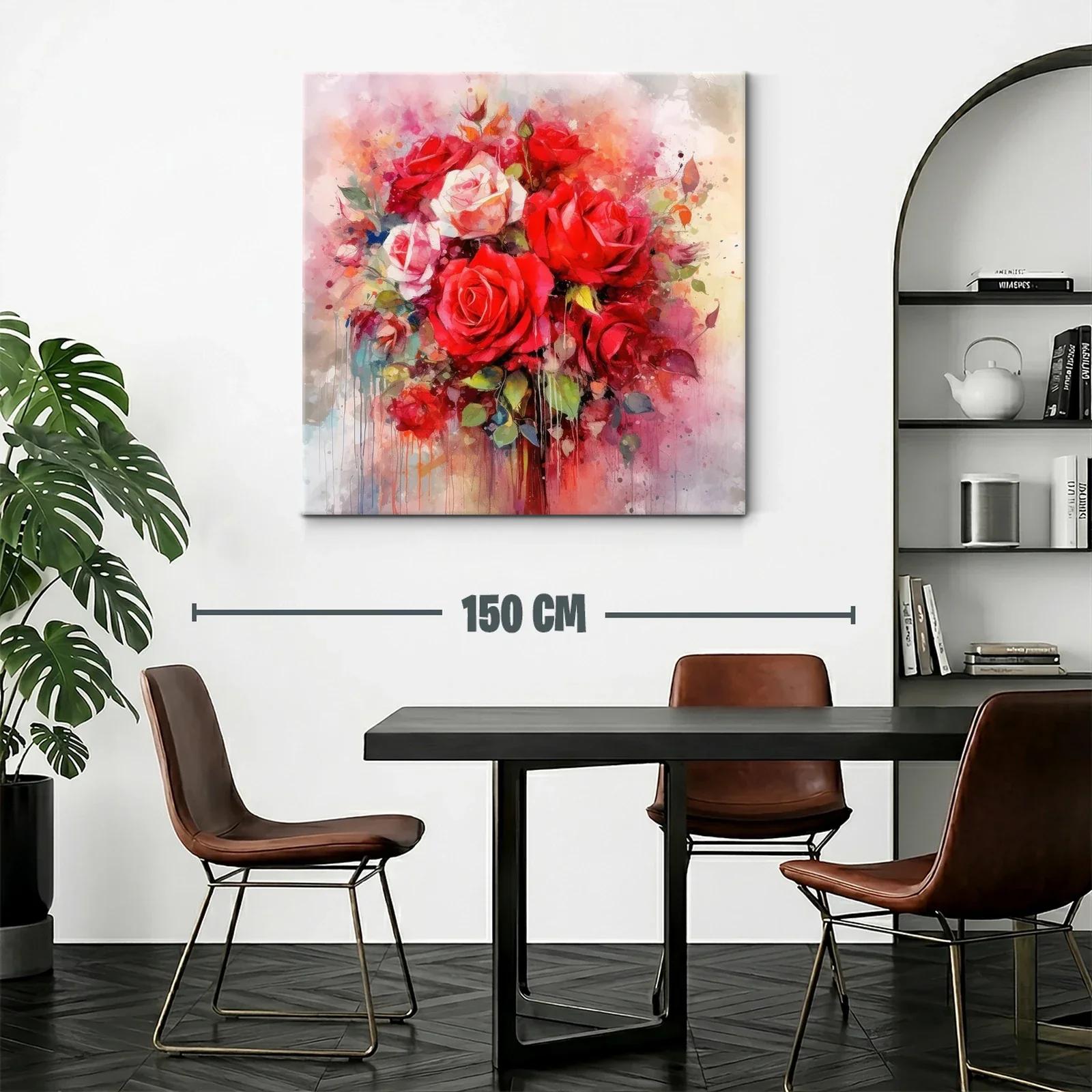 Ramo de rosas vibrantes con notas acuareladas y delicadas — miniatura 2