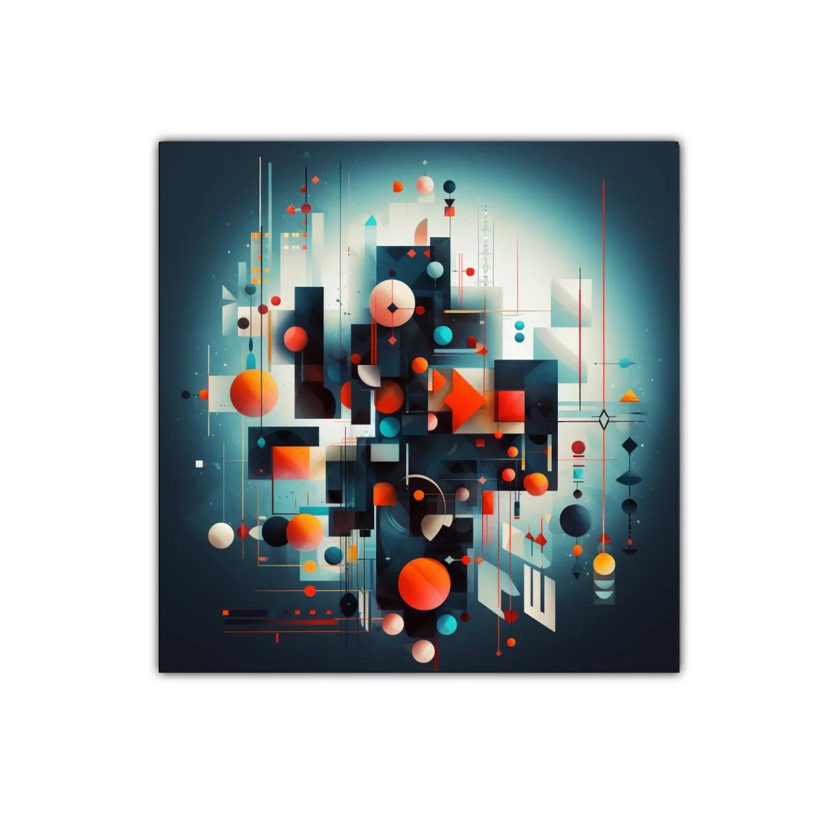 Composición geométrica vibrante con formas y colores intensos