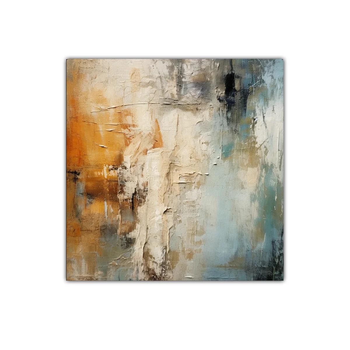 Cuadro decorativo en tonos cálidos y fríos con textura abstracta — imagen principal