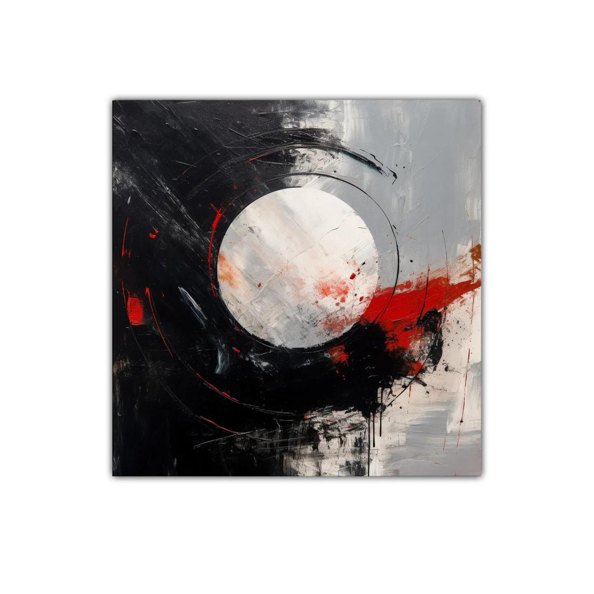 Cuadro abstracto con formas circulares en tonos intensos