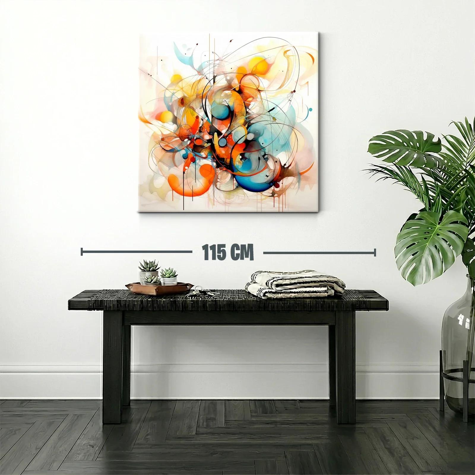 Cuadro abstracto en tonos cálidos y fríos vibrantes — miniatura 2