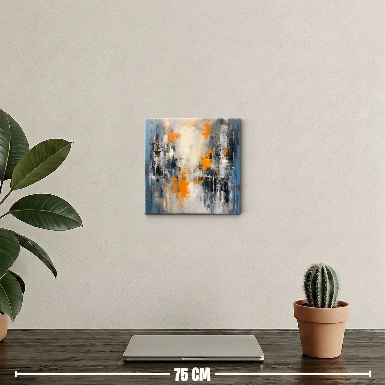 Cuadro Abstracto en Tonos Naranja y Azul para Decoración Moderna — miniatura 2