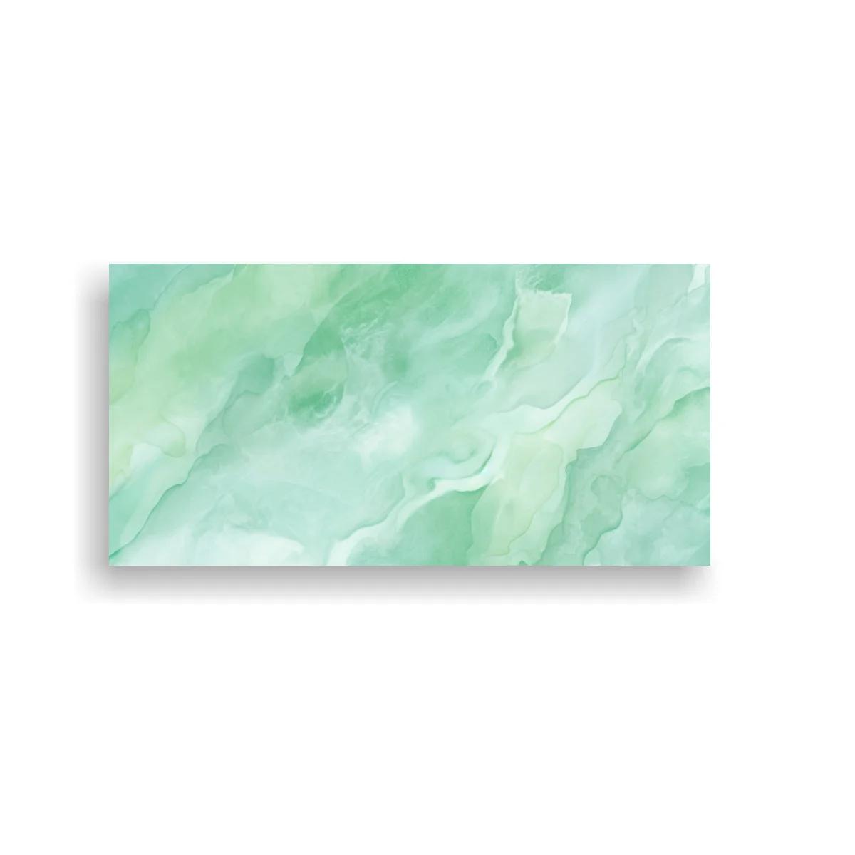 Cuadro manchas abstractas en verde agua con textura tipo acuarela
