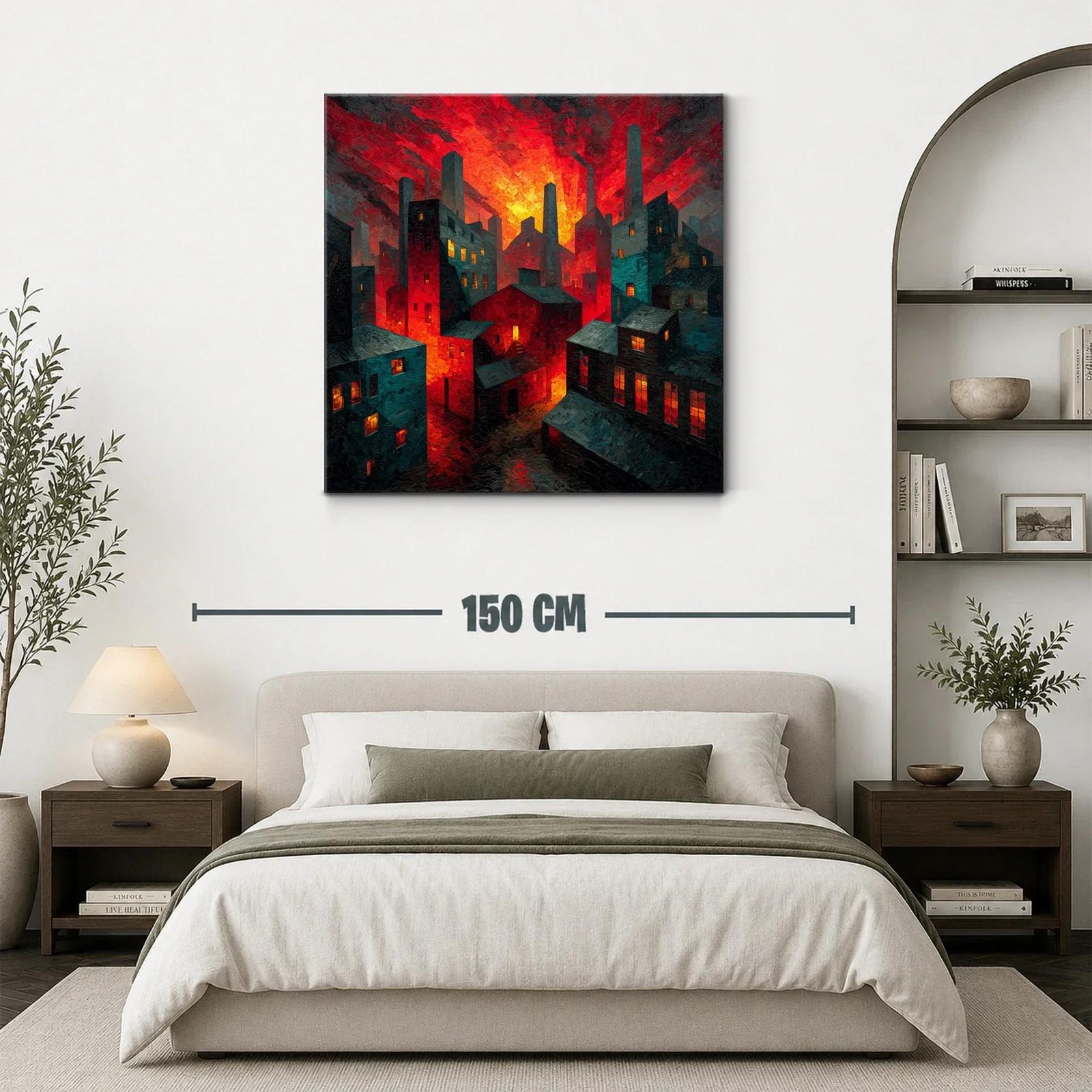 Atardecer ardiente en paisaje urbano industrial — miniatura 3