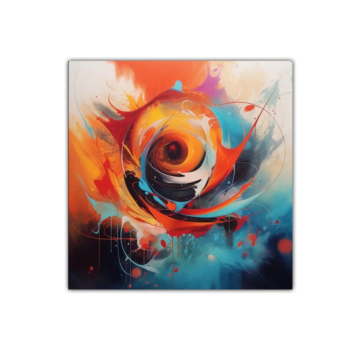 Cuadro abstracto vibrante con explosión de colores cálidos y fríos — imagen principal