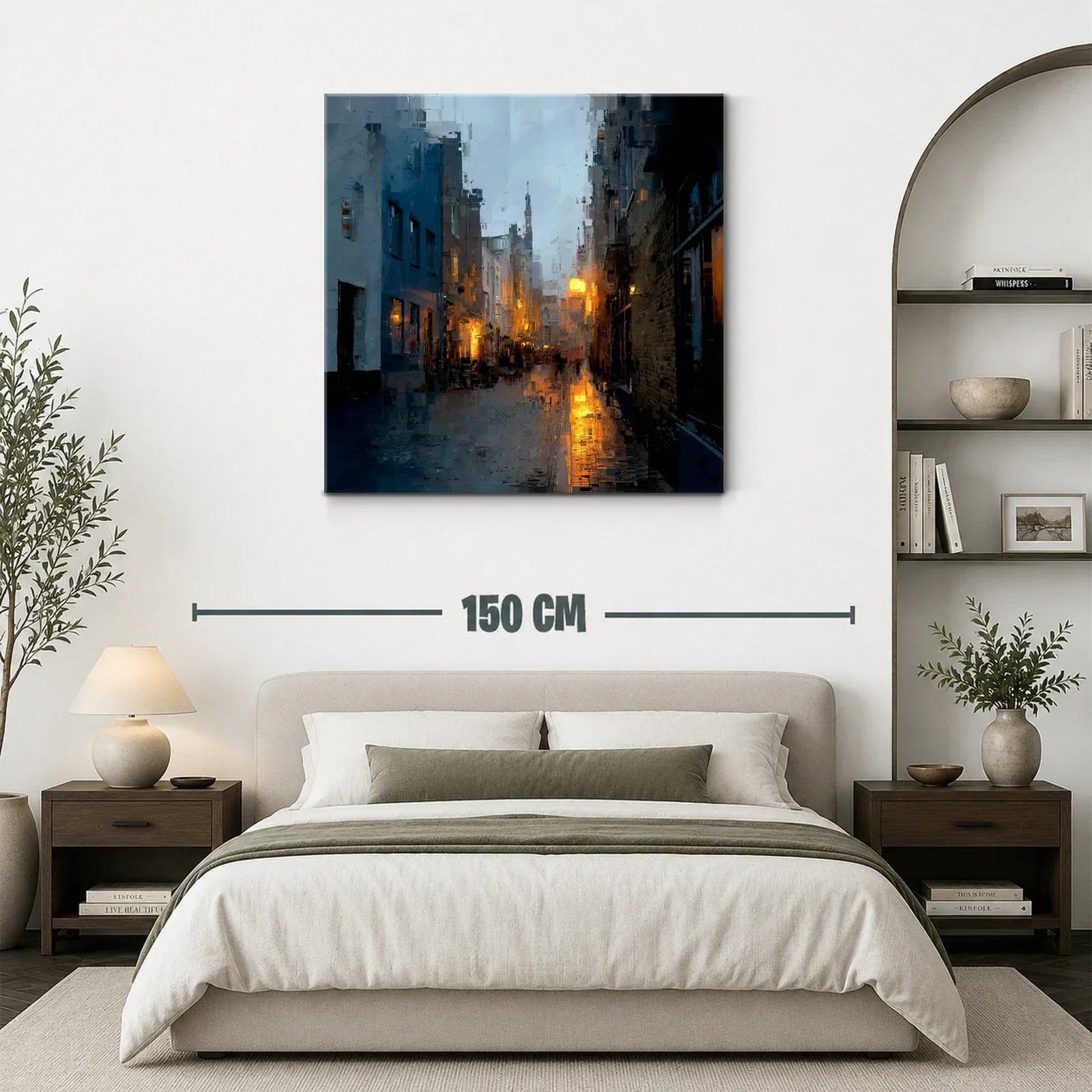 Atardecer urbano con luces cálidas y reflejos dorados — miniatura 3