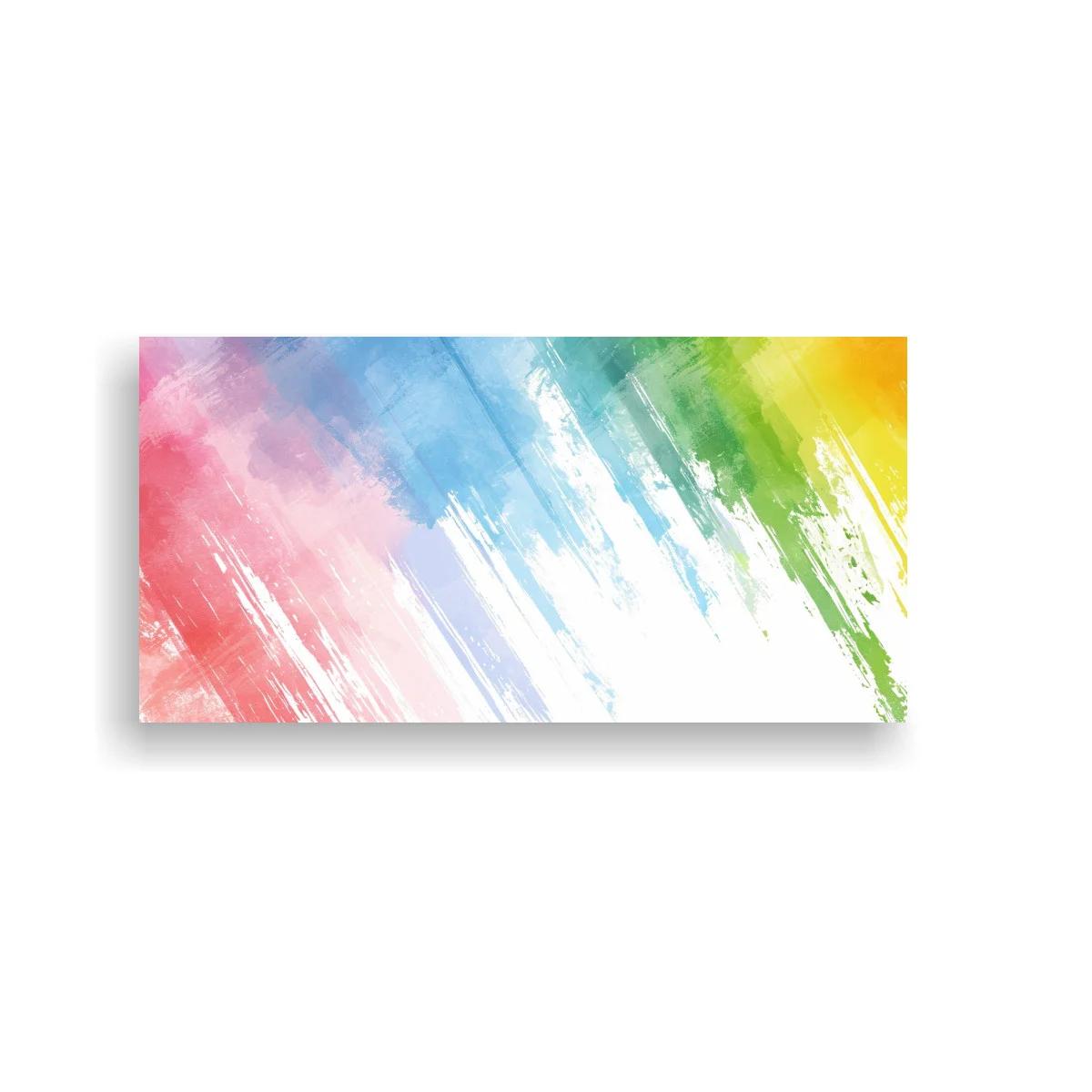 Cuadro pinceladas abstractas multicolor con barridos diagonales