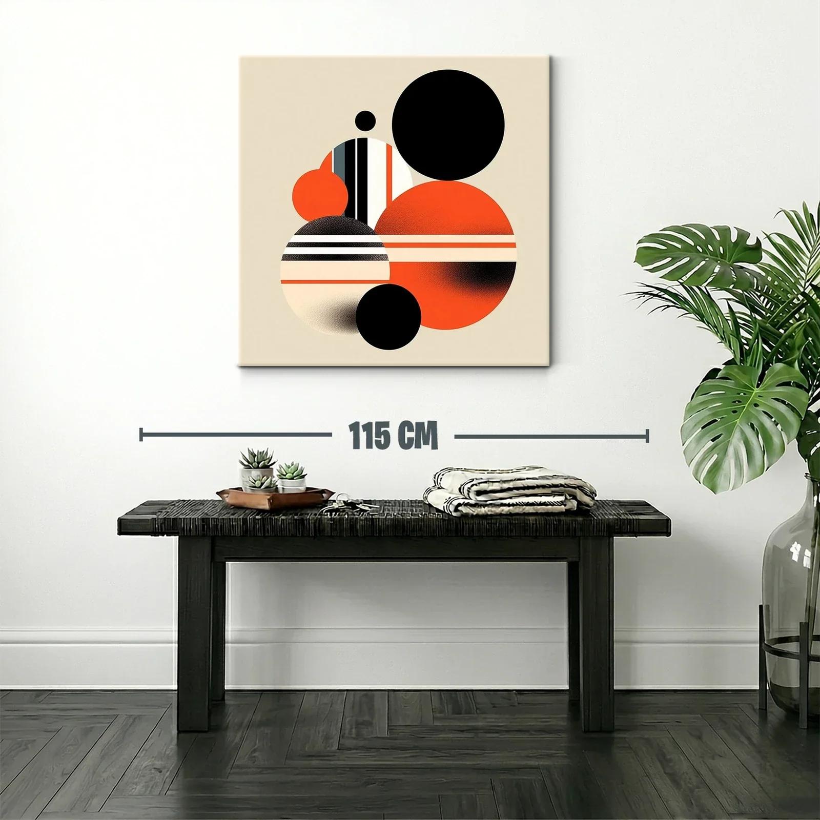 Composición geométrica con círculos en tonos negro y naranja — miniatura 2