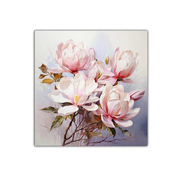 Cuadro decorativo con flores de magnolia en tonos suaves