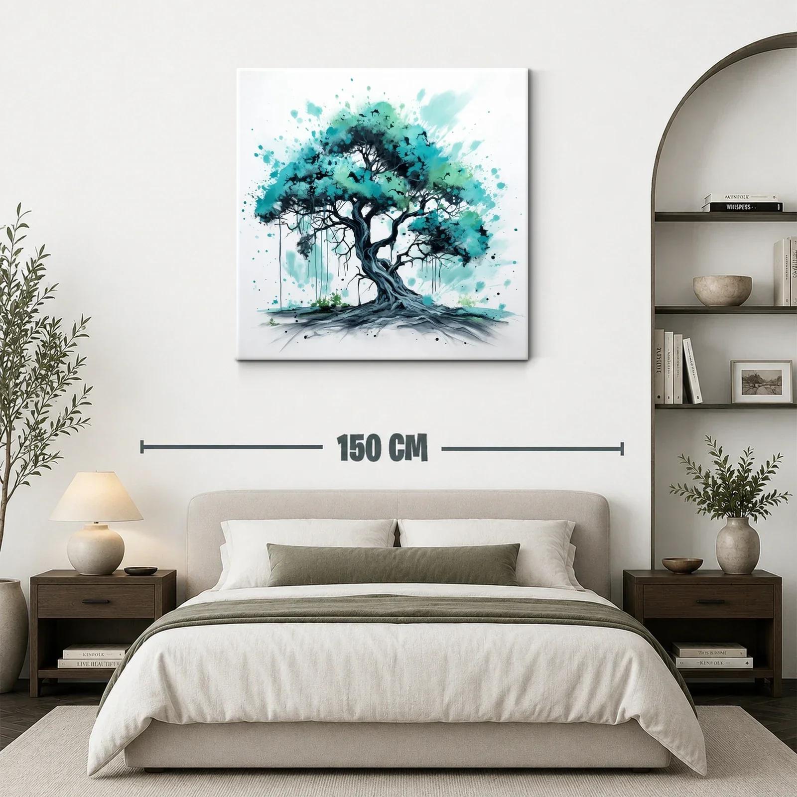Árbol en tonos verdes y azules con estilo artístico moderno — miniatura 3