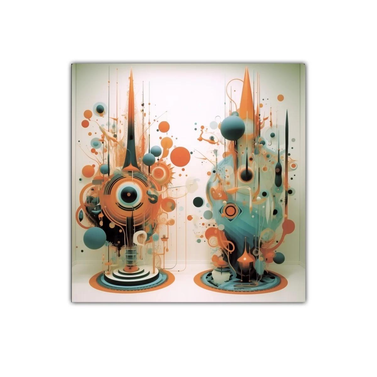 Cuadro abstracto vibrante con formas geométricas y colores vivos — imagen principal