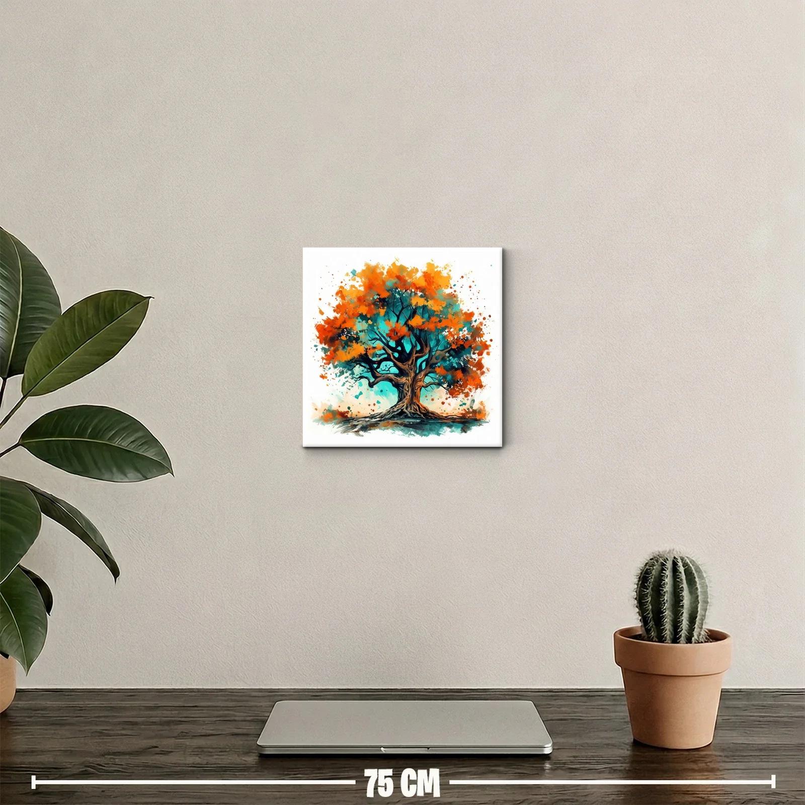 Árbol vibrante con tonos cálidos y frescos en composición dinámica — miniatura 2