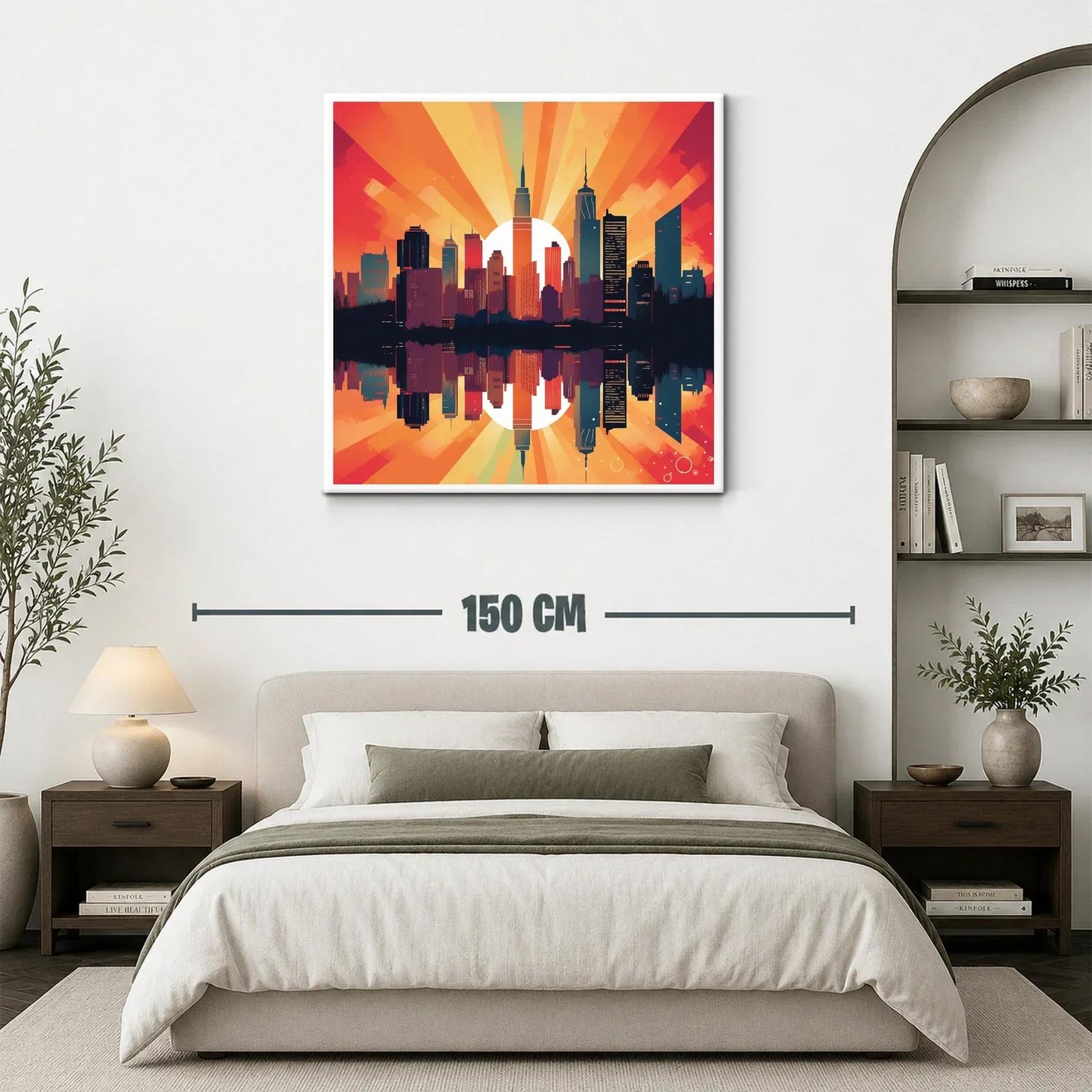 Atardecer urbano con reflejo sobre el agua vibrante — miniatura 3