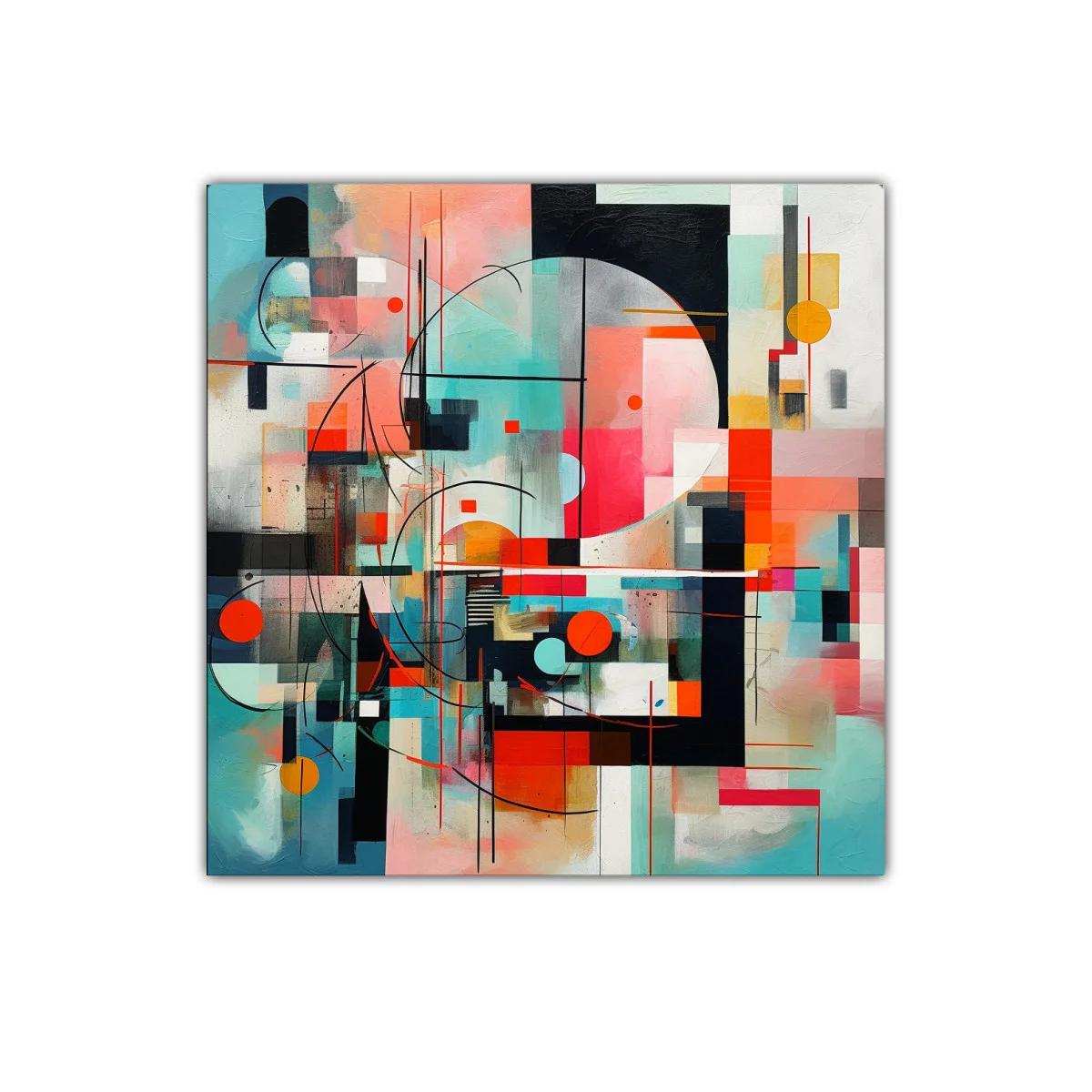 Cuadro abstracto con vibrantes formas geométricas y colores vivos — imagen principal