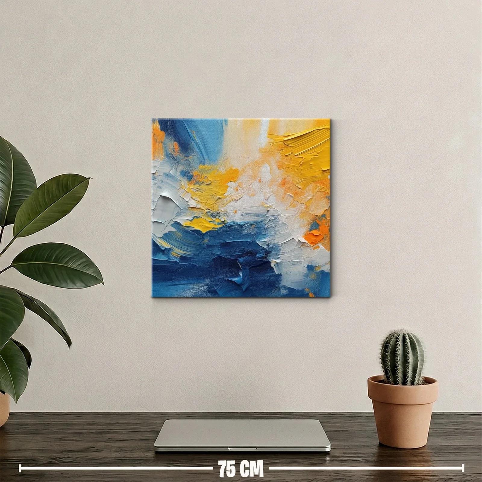 Cuadro abstracto con vibrantes tonos azules y amarillos — miniatura 2