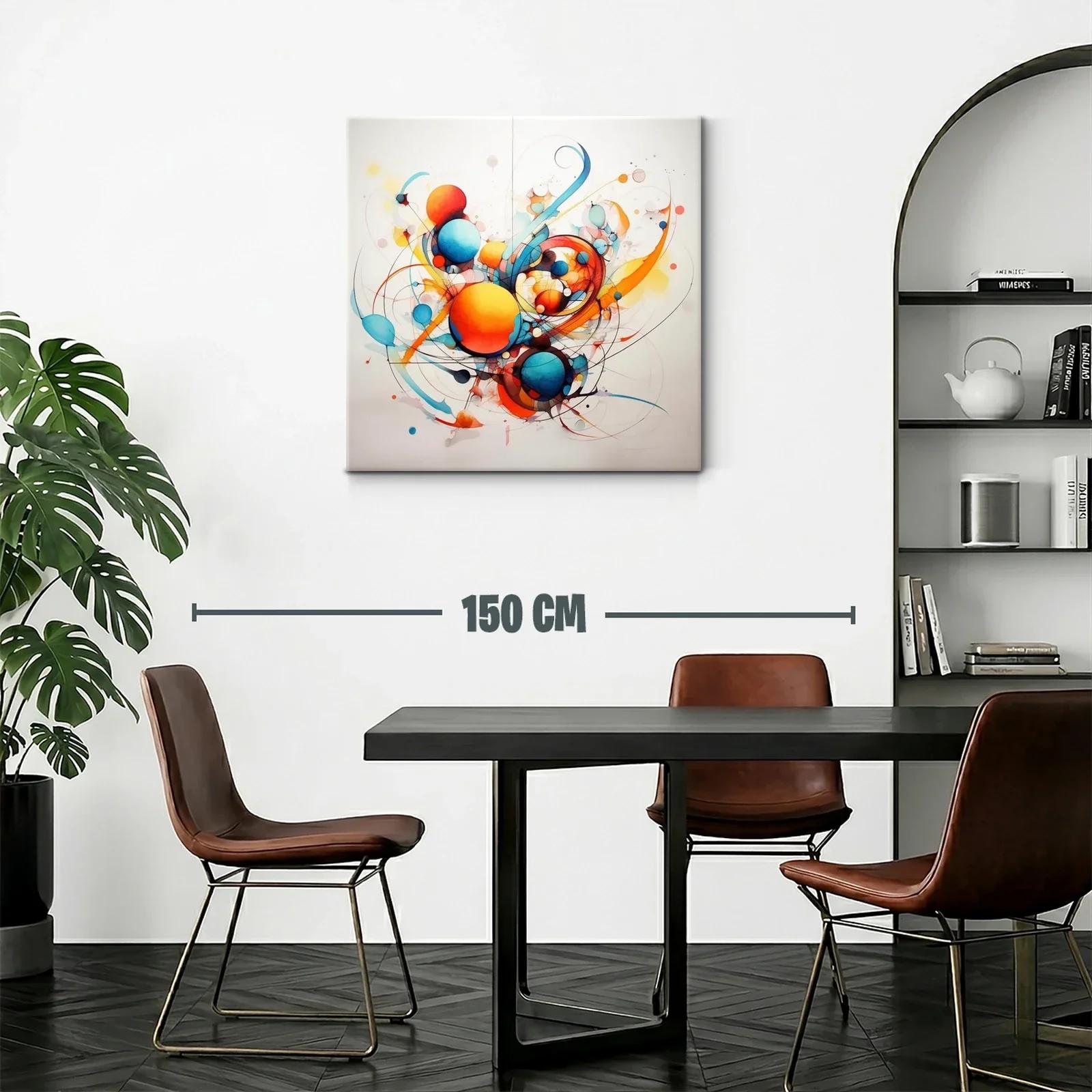Cuadro Abstracto con Esferas en Tonos Cálidos y Fríos — miniatura 2