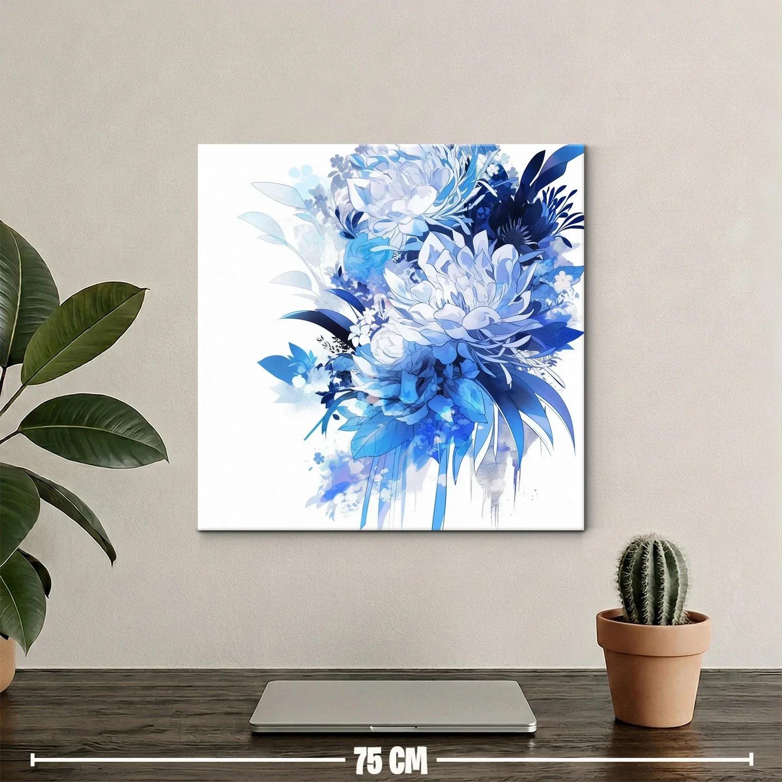 Composición floral abstracta en tonos azules y blancos — miniatura 2