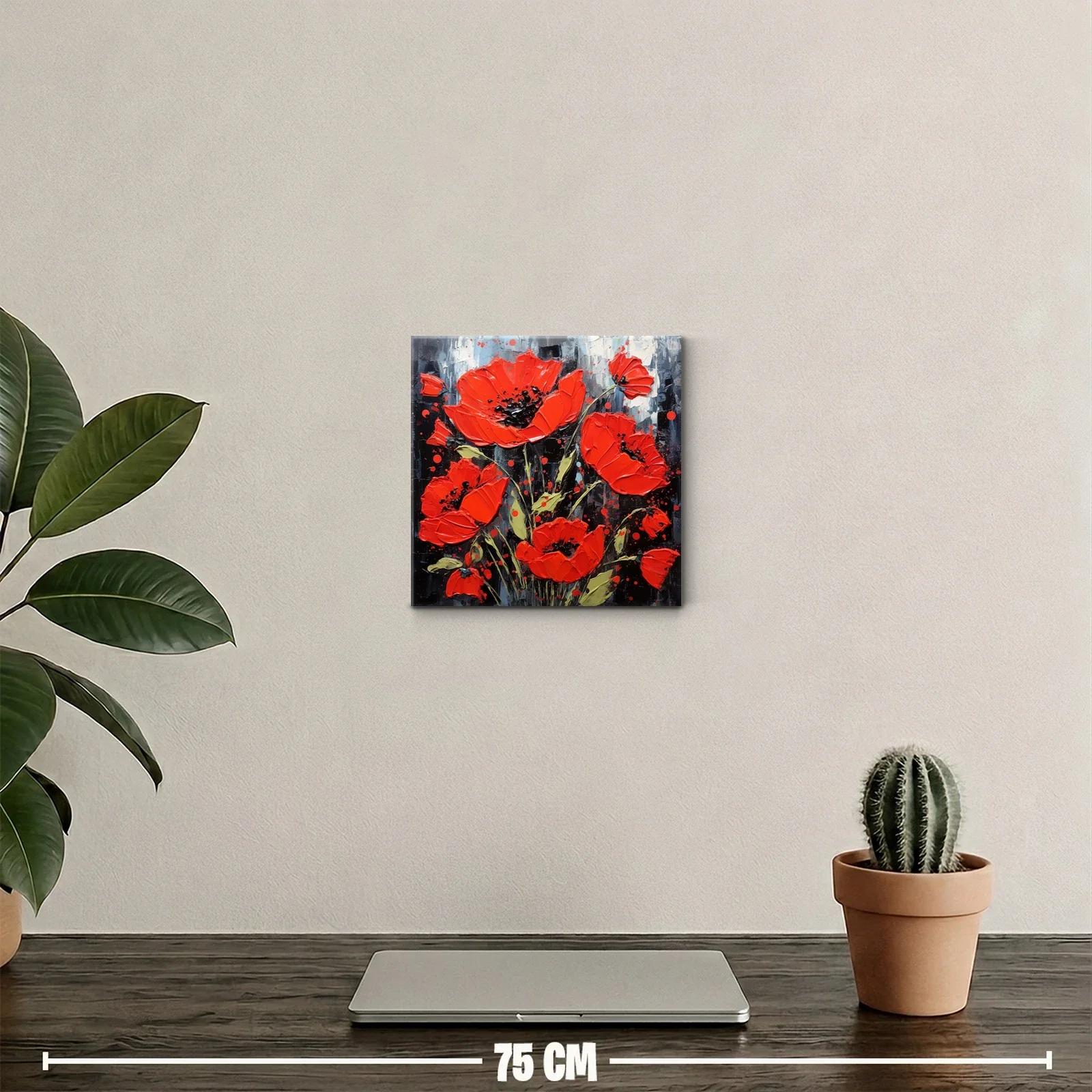 Flores rojas vibrantes sobre fondo oscuro y contrastante — miniatura 2