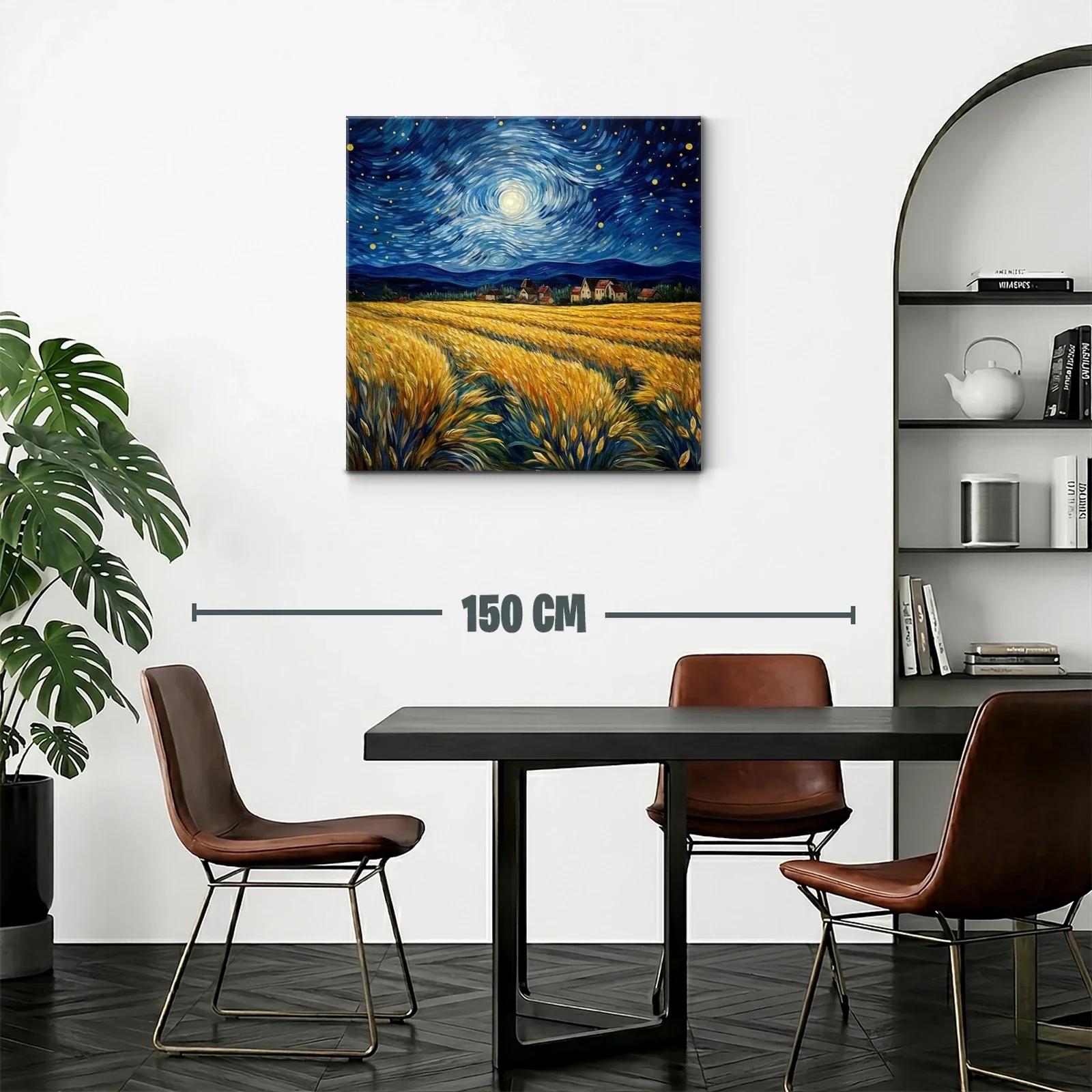 Paisaje nocturno con campo de trigo y cielo estrellado — miniatura 2
