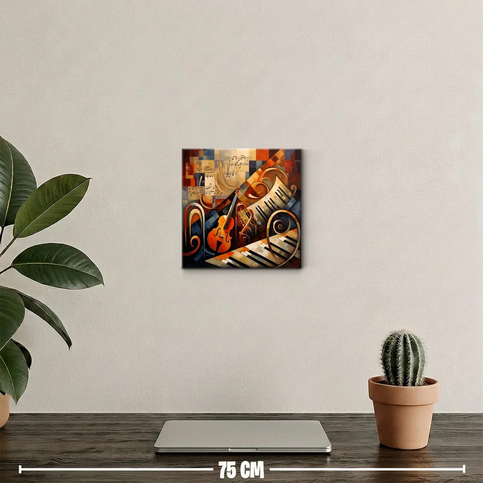 Cuadro con motivos musicales en tonos cálidos — miniatura 2