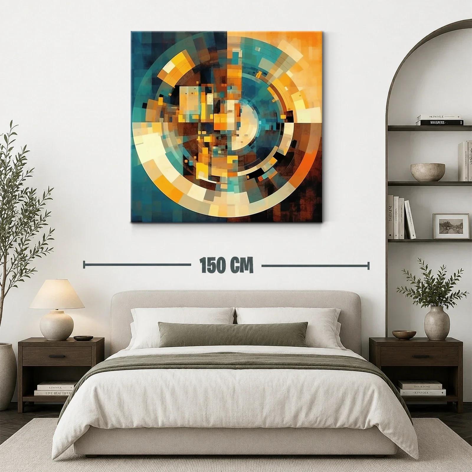 Cuadro con diseño abstracto y paleta cálida y azulada — miniatura 3