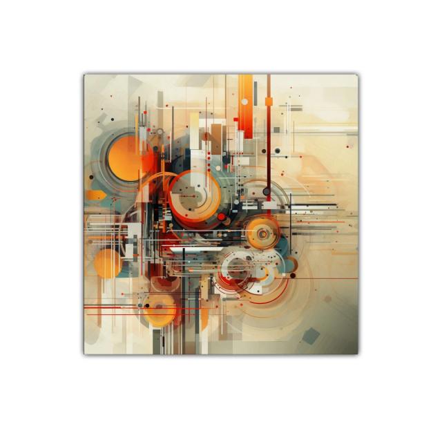 Composición abstracta con formas geométricas en tonos cálidos