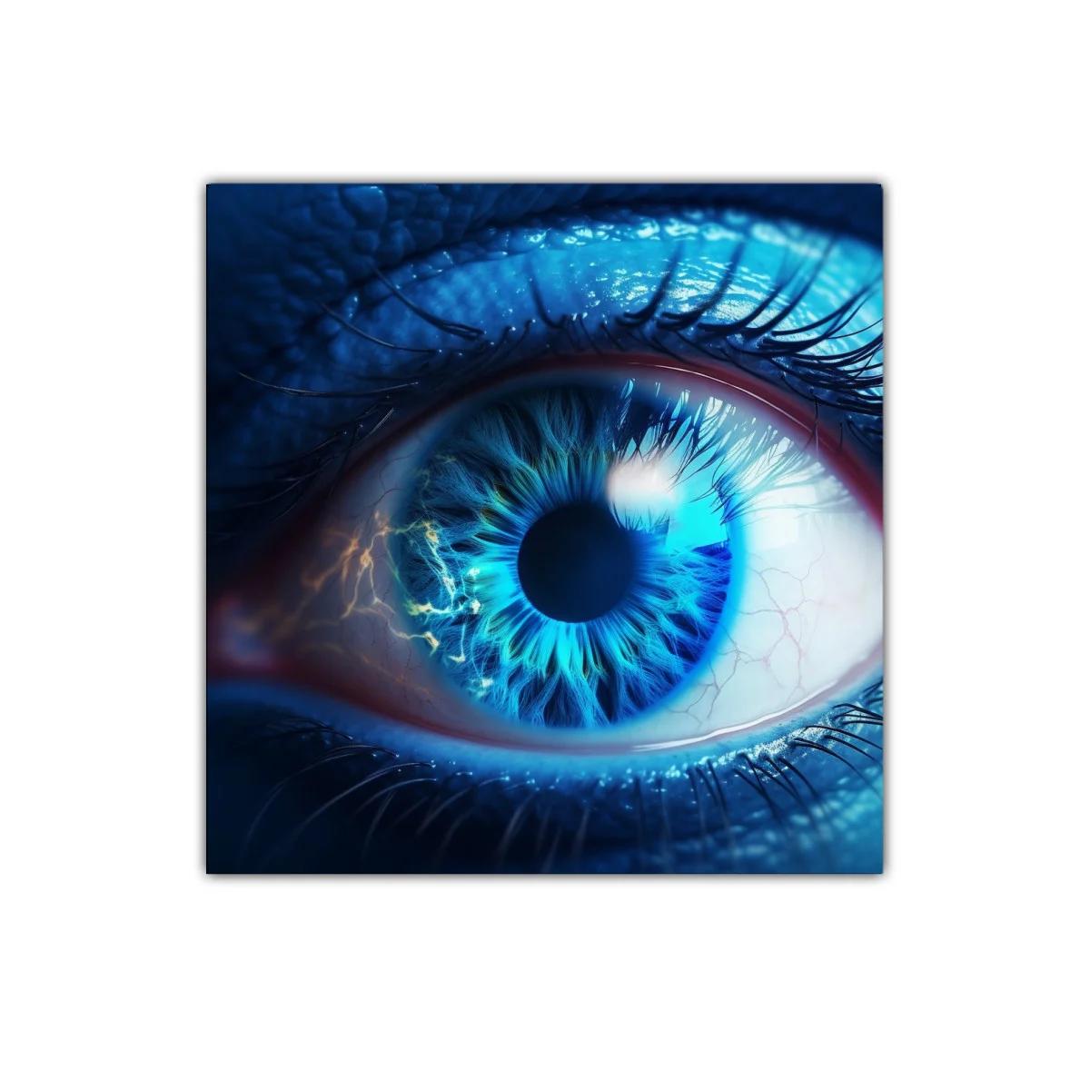 Impactante representación hiperrealista de un ojo azul electrizante — imagen principal