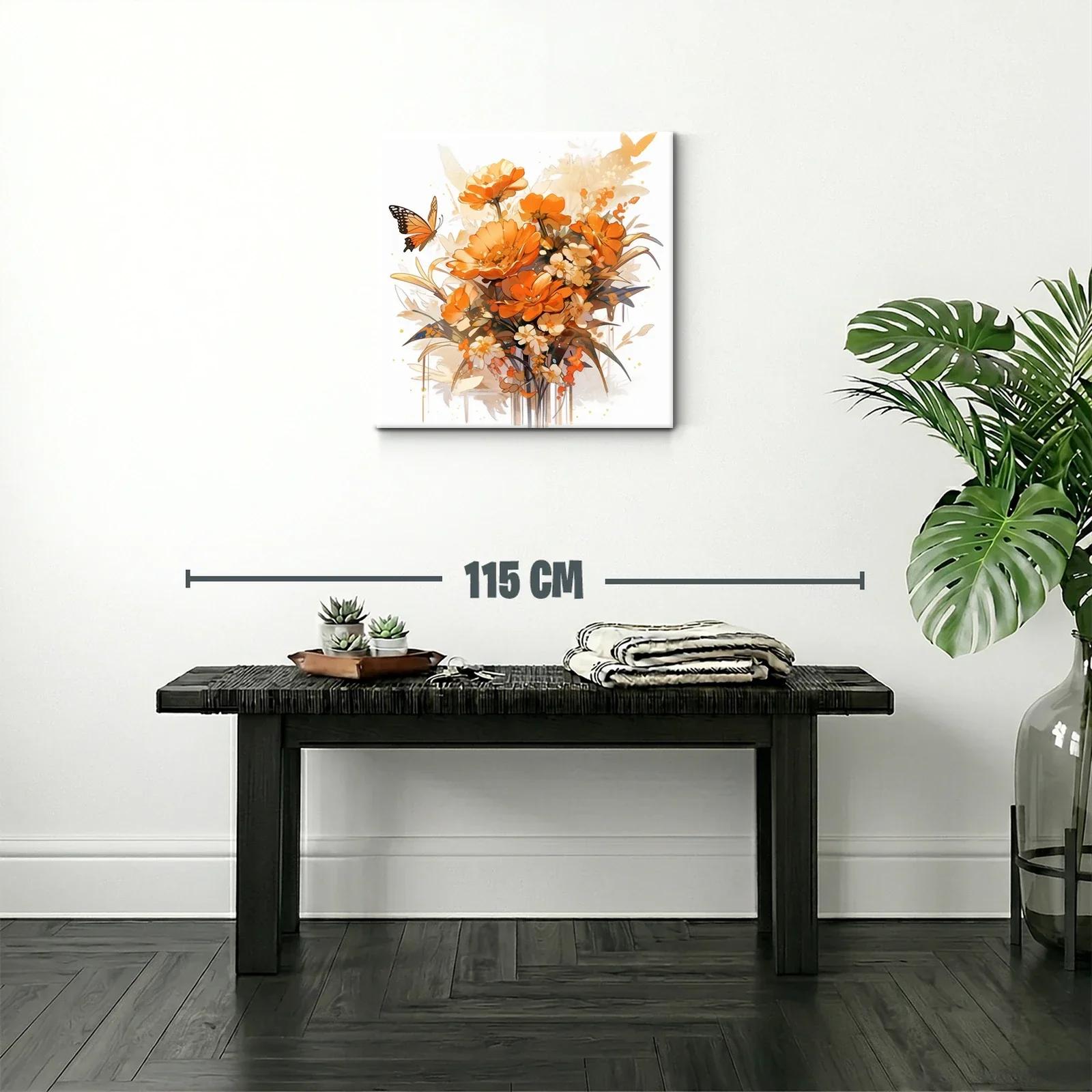 Ramo vibrante de flores naranjas con mariposa delicada — miniatura 2