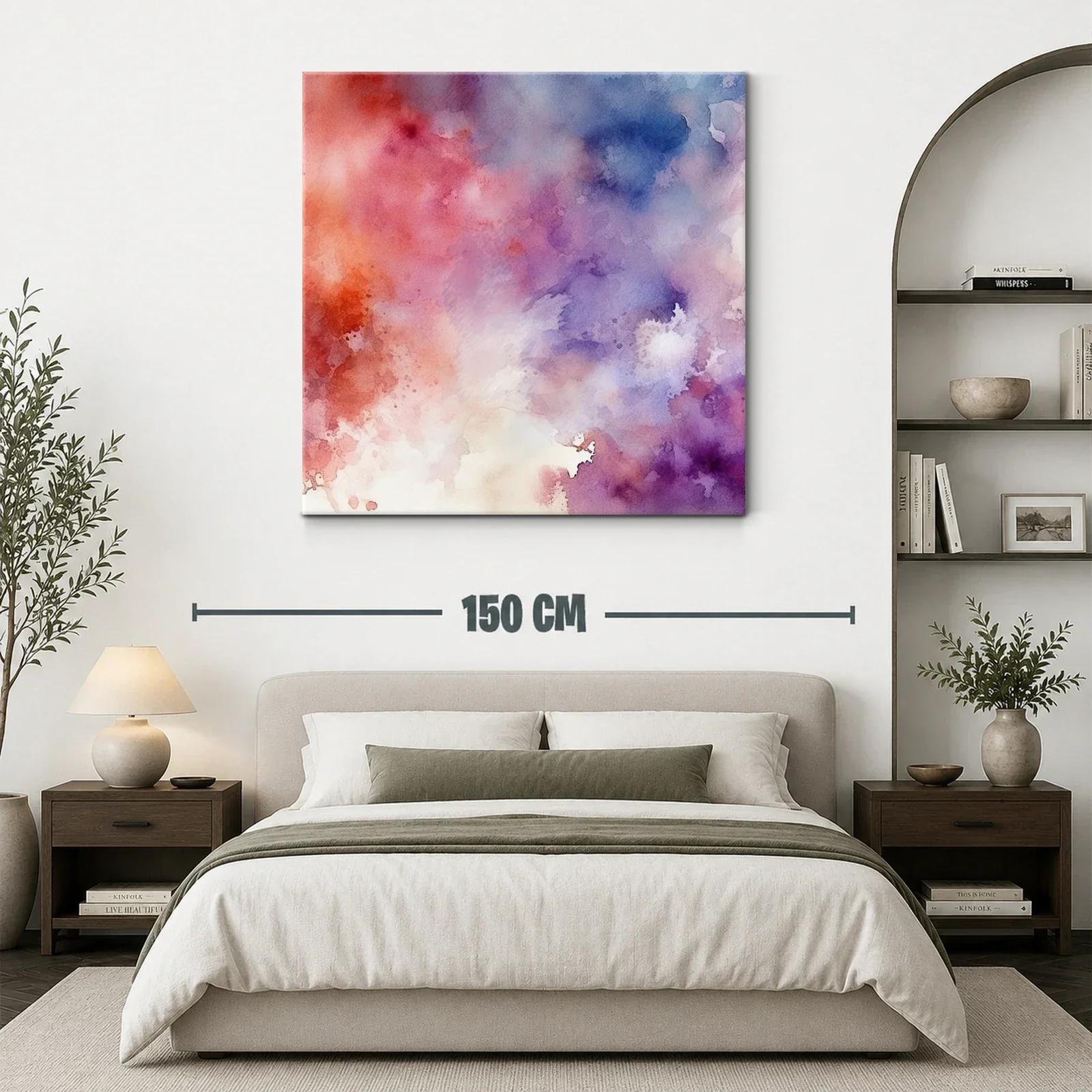 Cuadro abstracto con tonos cálidos y fríos vibrantes — miniatura 3