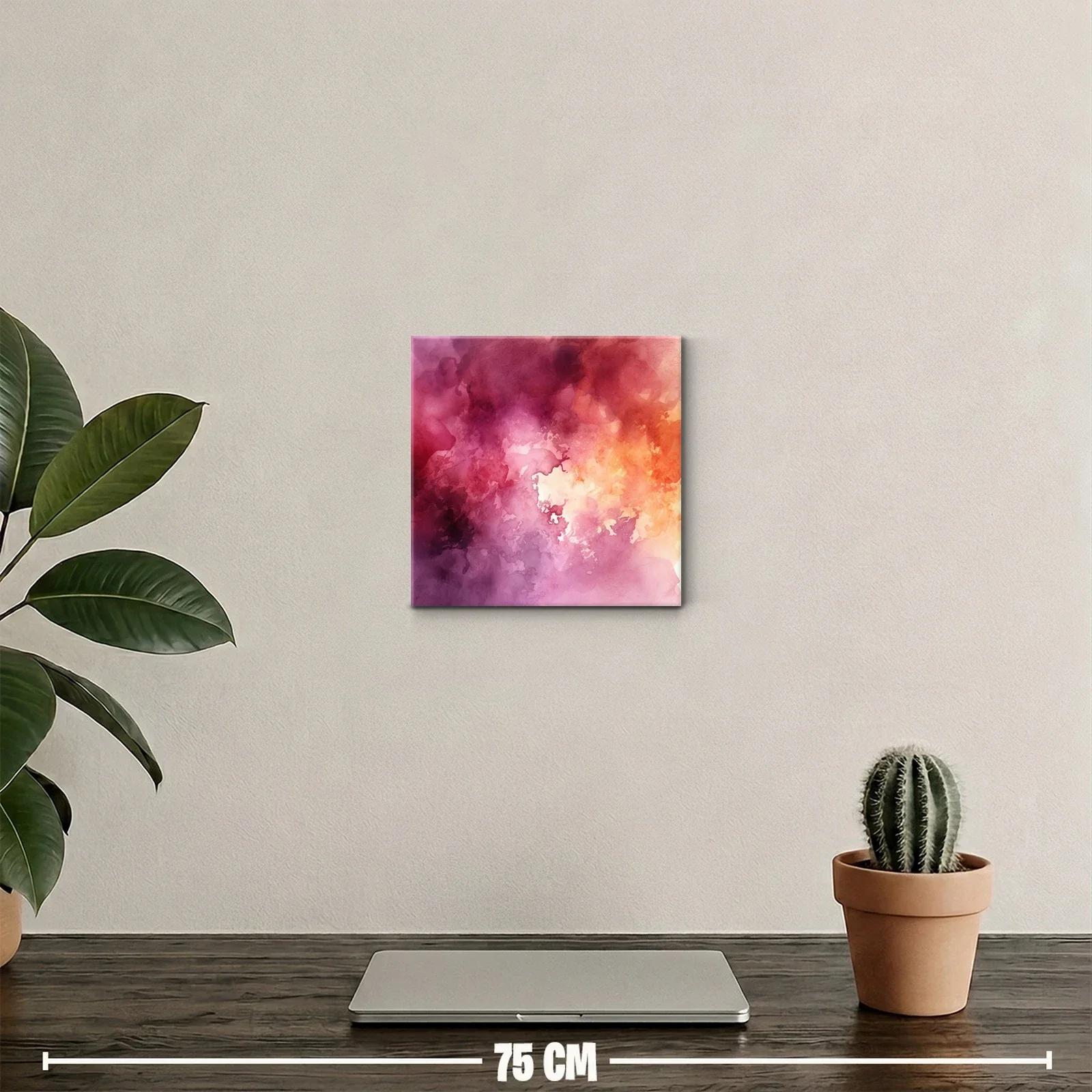 Cuadro abstracto con tonos cálidos y violetas intensos — miniatura 2
